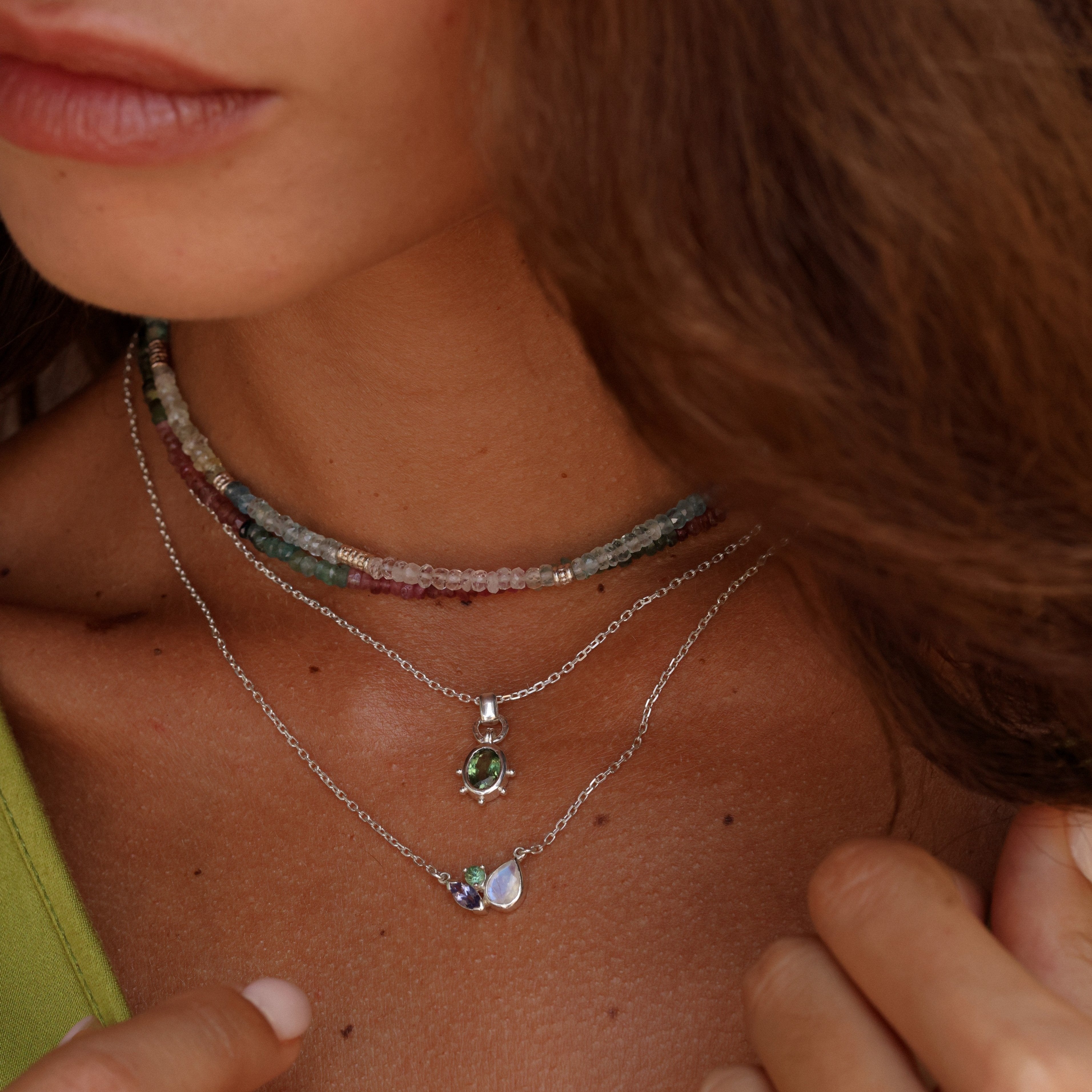 Gia Apatite Silver Necklace