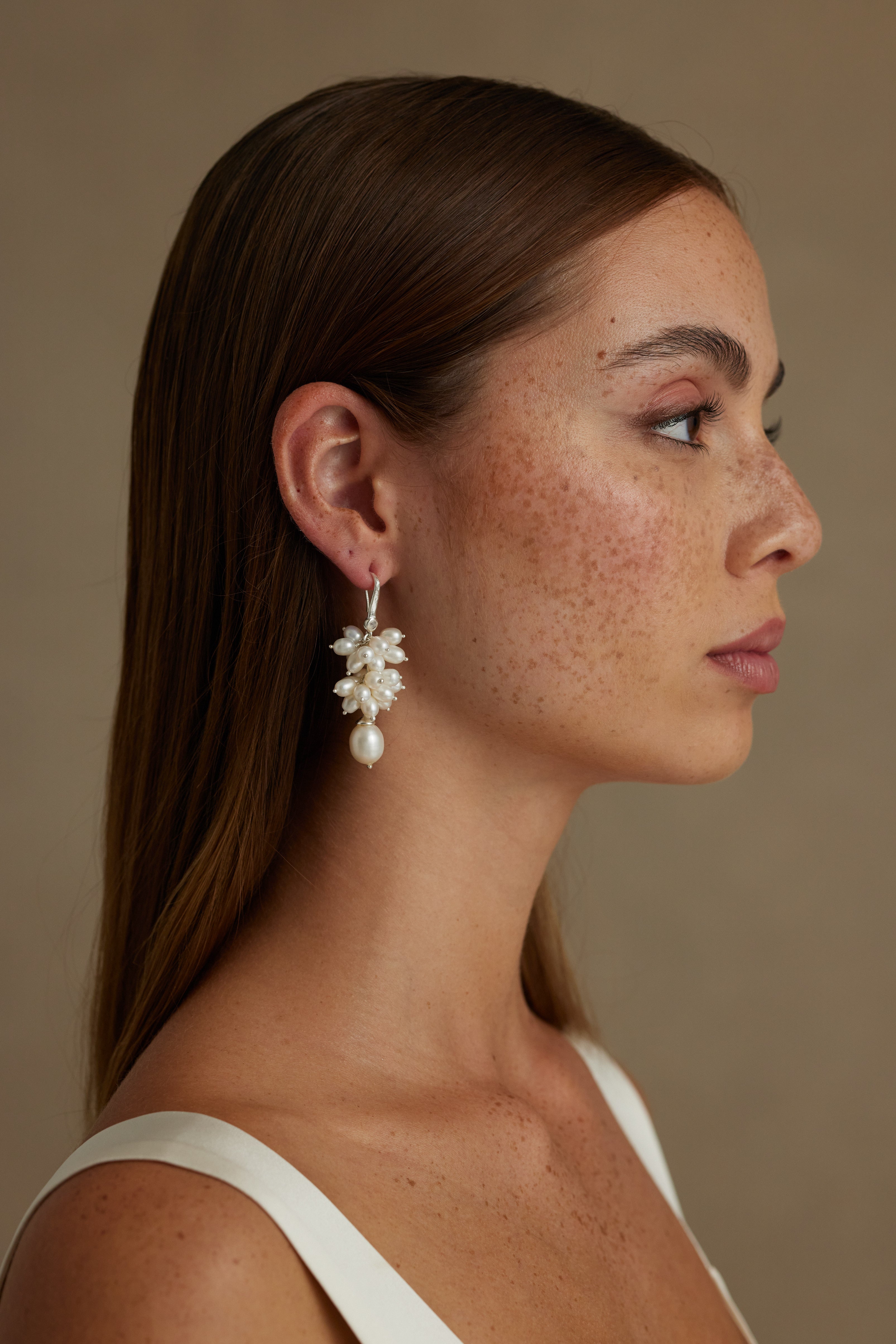 Adeline Pearl Cluster Silver Earrings