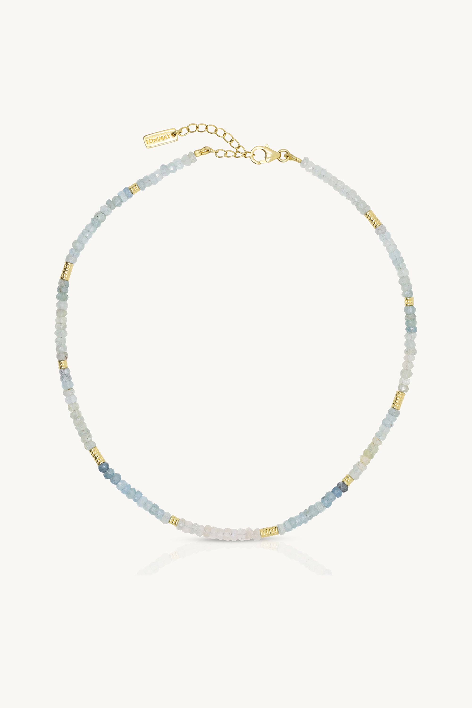 Aquamarine Gold Beaded Necklace