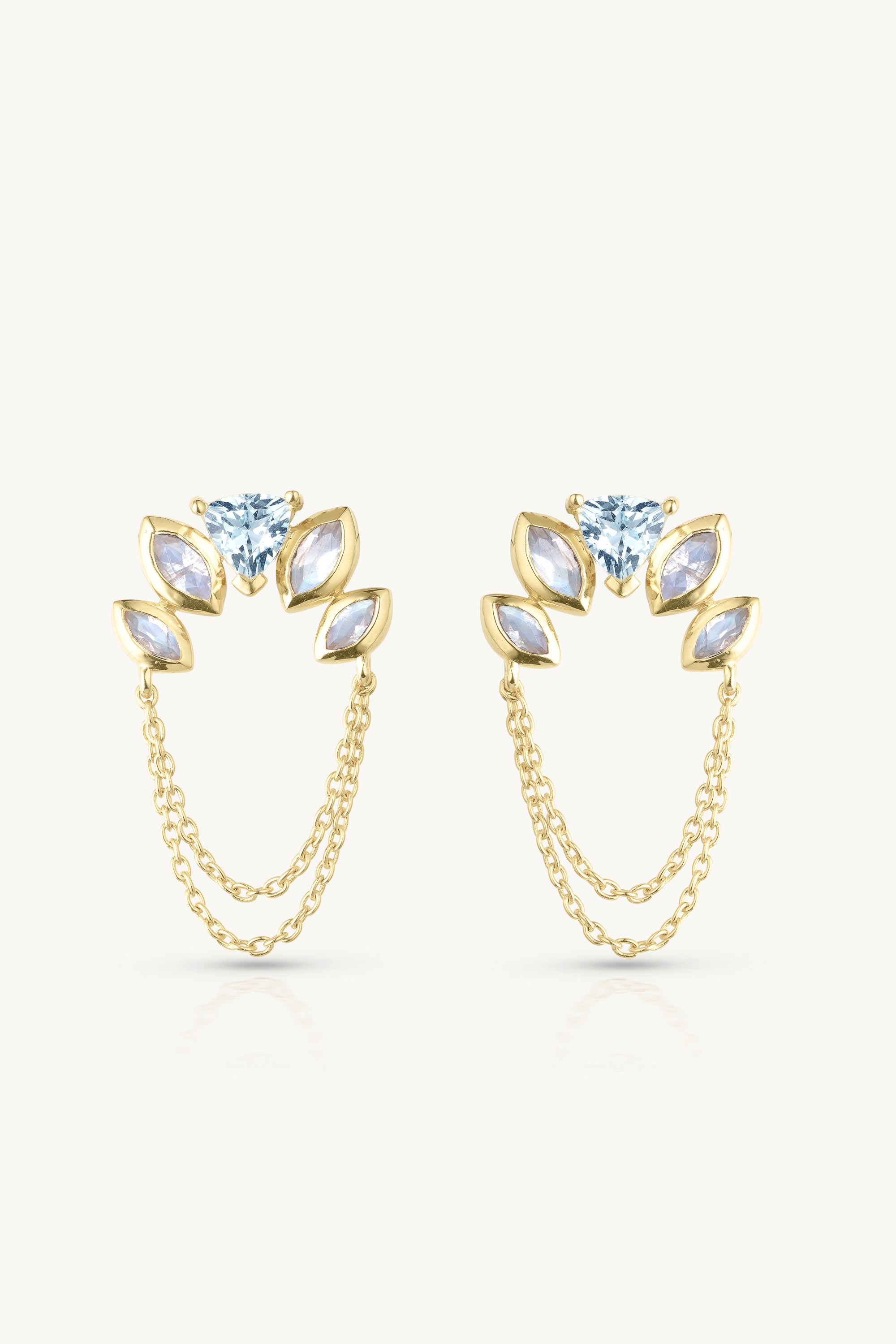 Ada Blue Topaz Chain Gold Studs