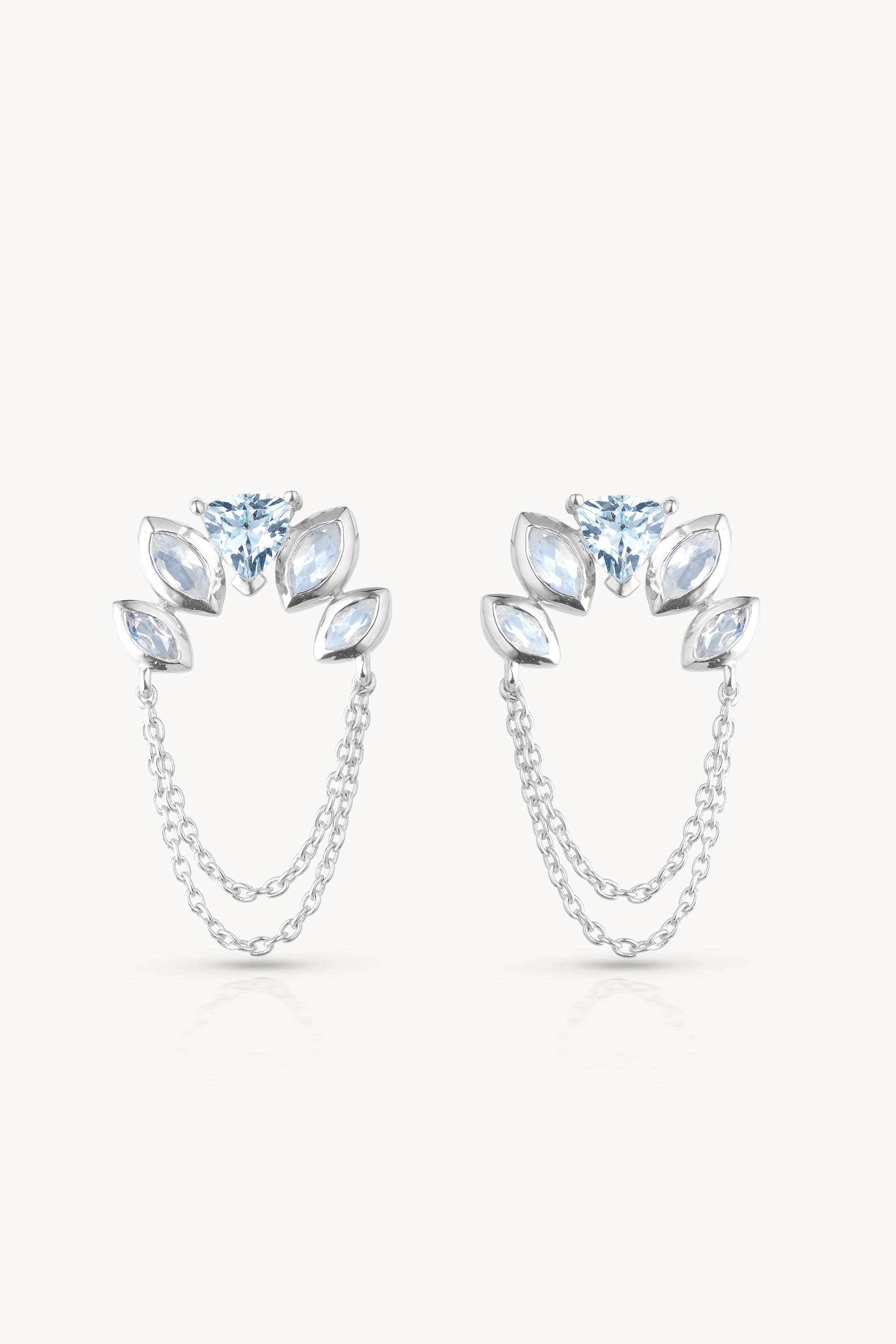 Ada Blue Topaz Chain Silver Studs