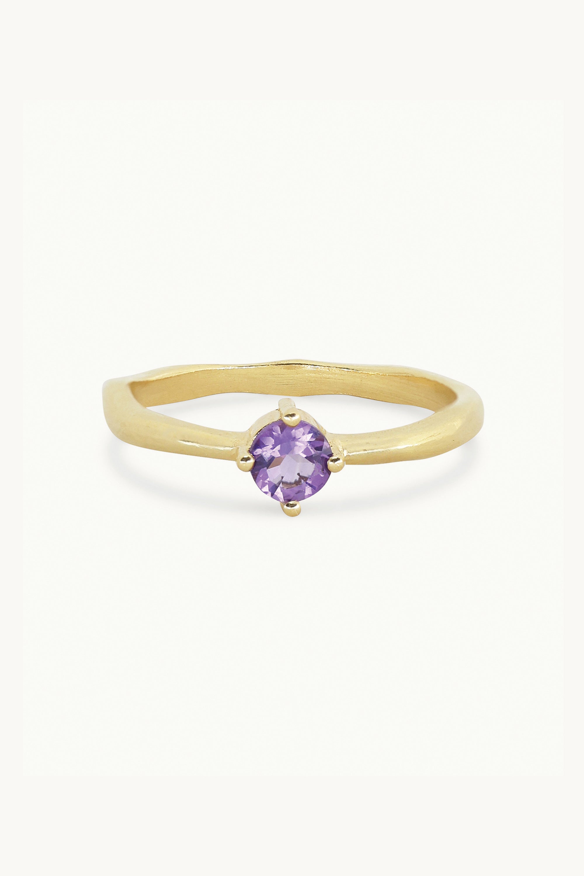 February Amethyst Gold Birthstone Ring