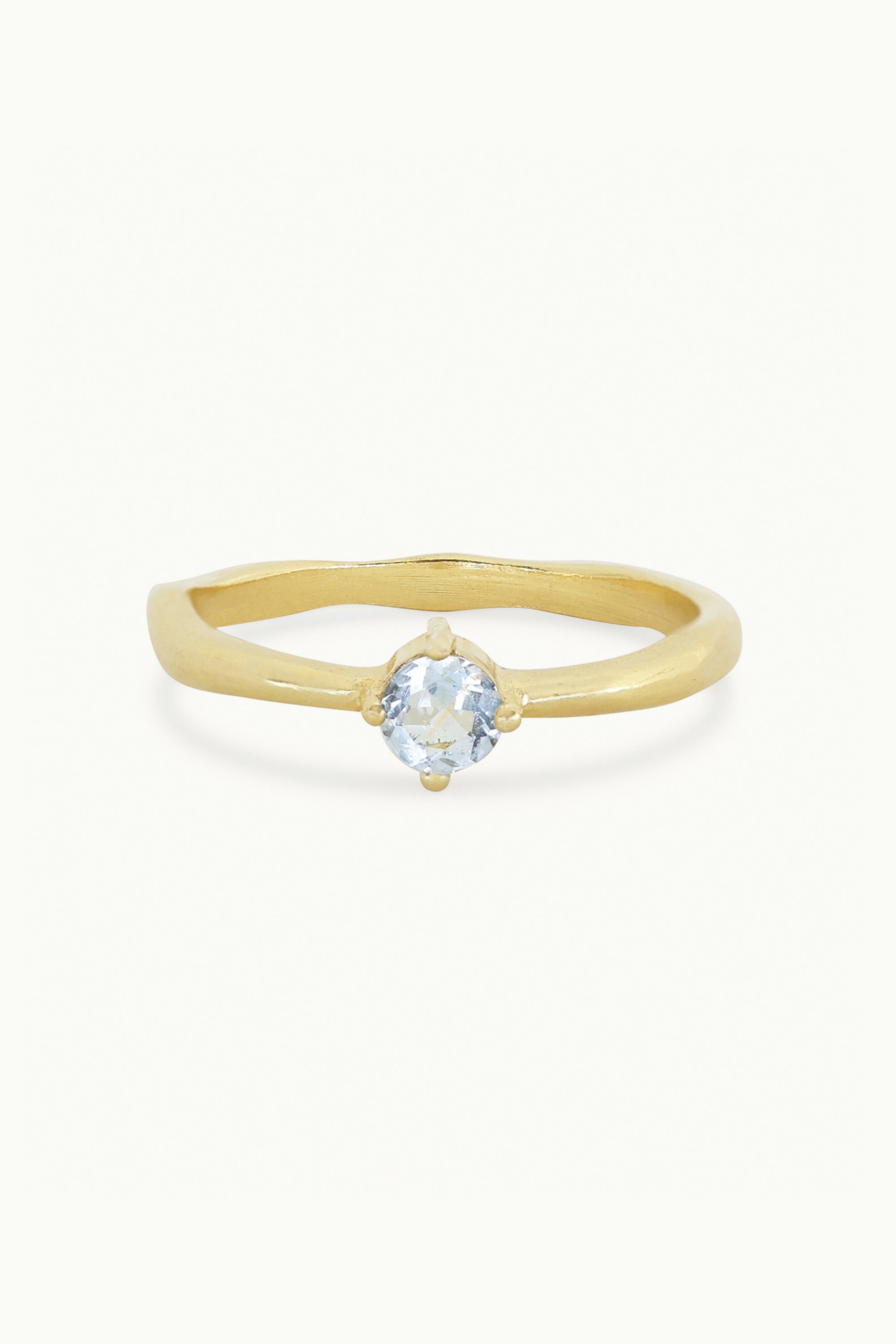 March Aquamarine Gold Birthstone Ring