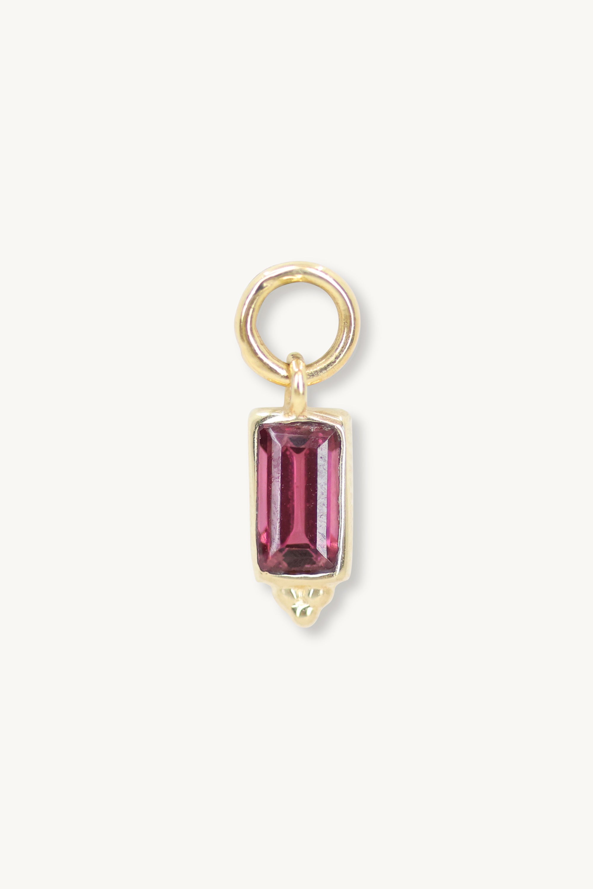 Baguette Rhodolite Gold Charm