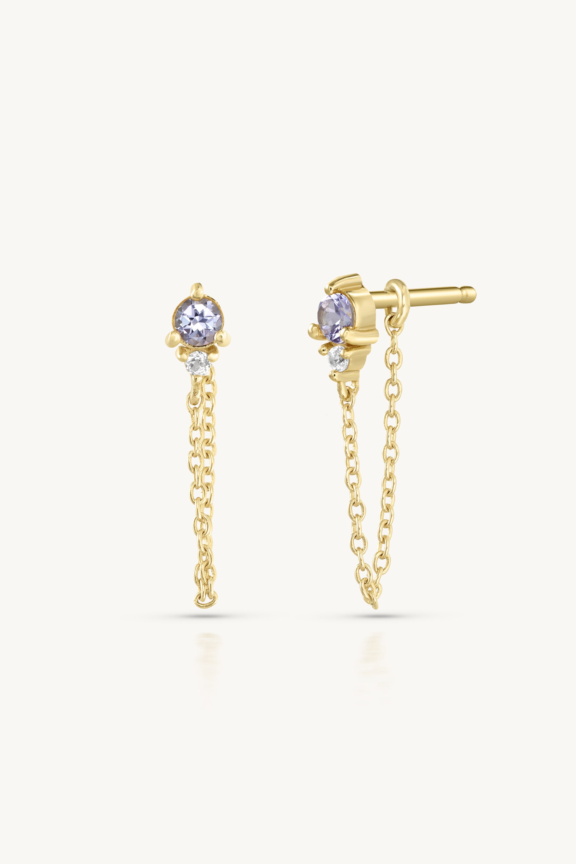 December Tanzanite Birthstone Gold Stud