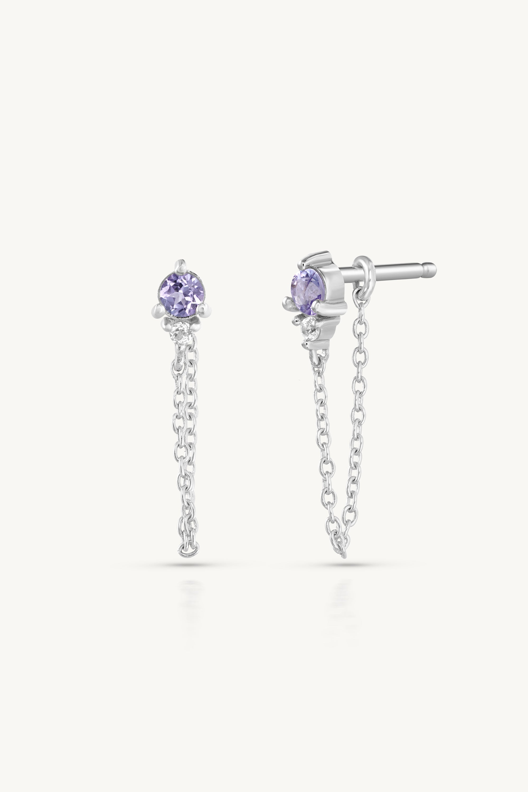 December Tanzanite Birthstone Silver Stud