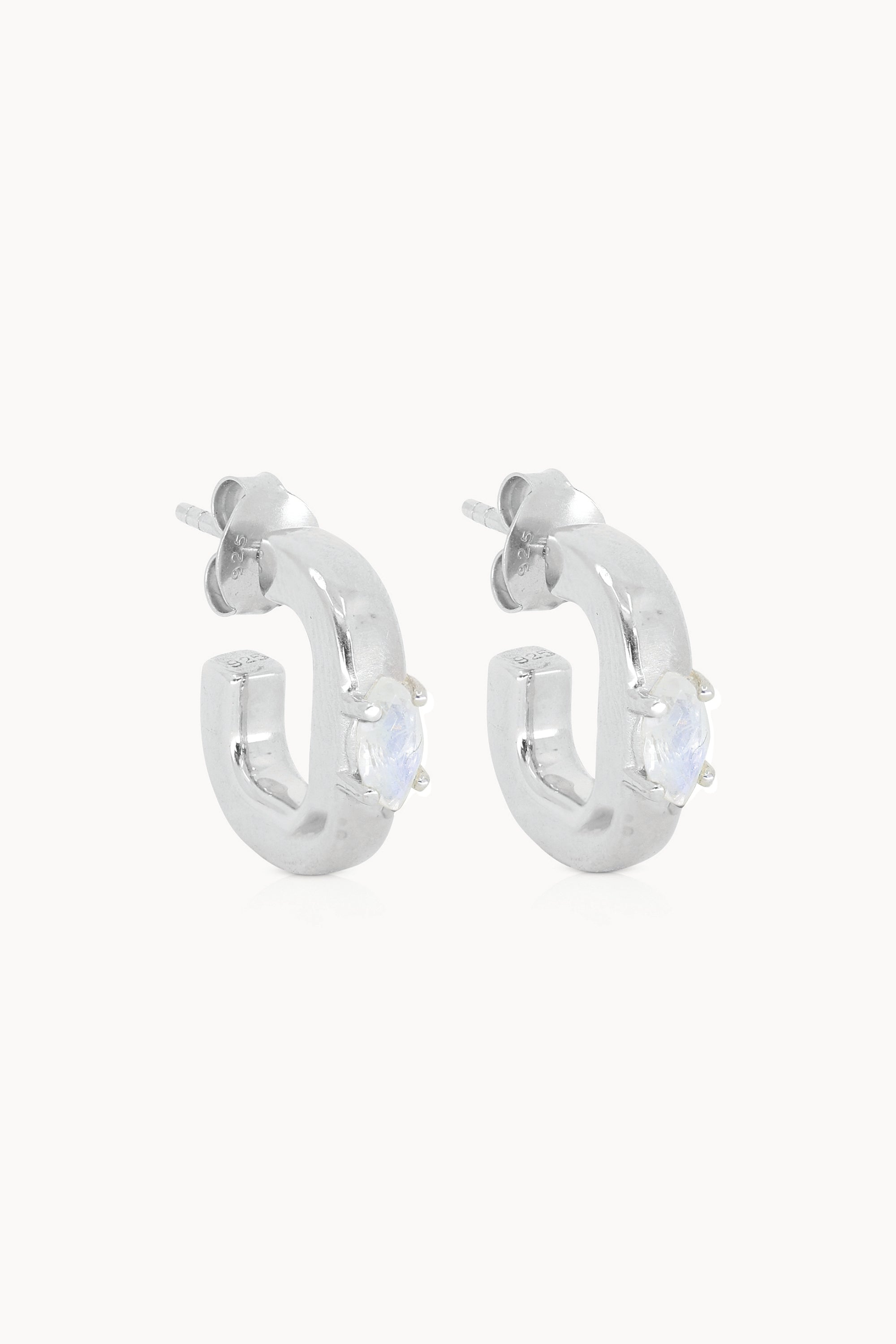 Elodie Moonstone Silver Hoops