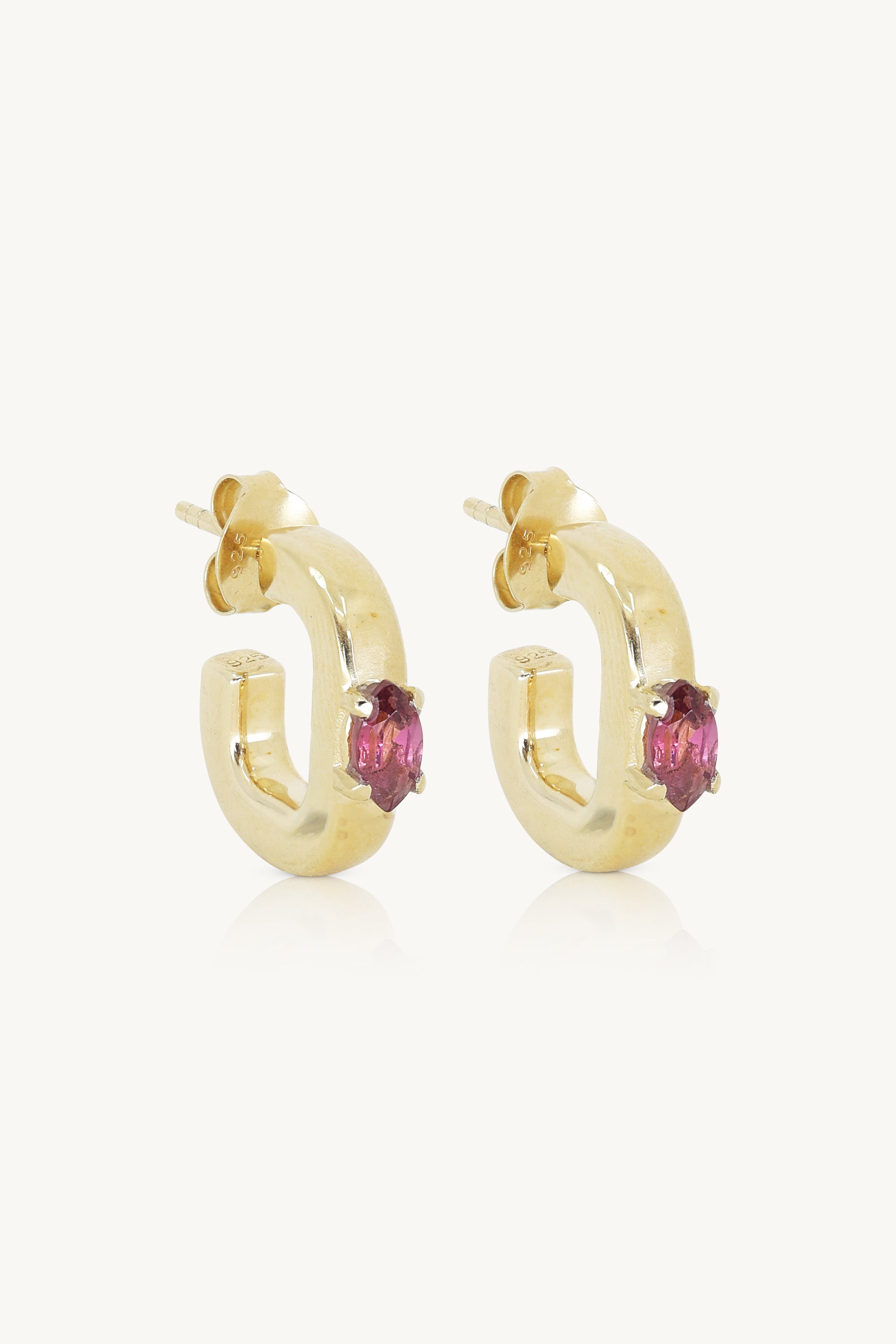 Elodie Rhodolite Gold Hoops