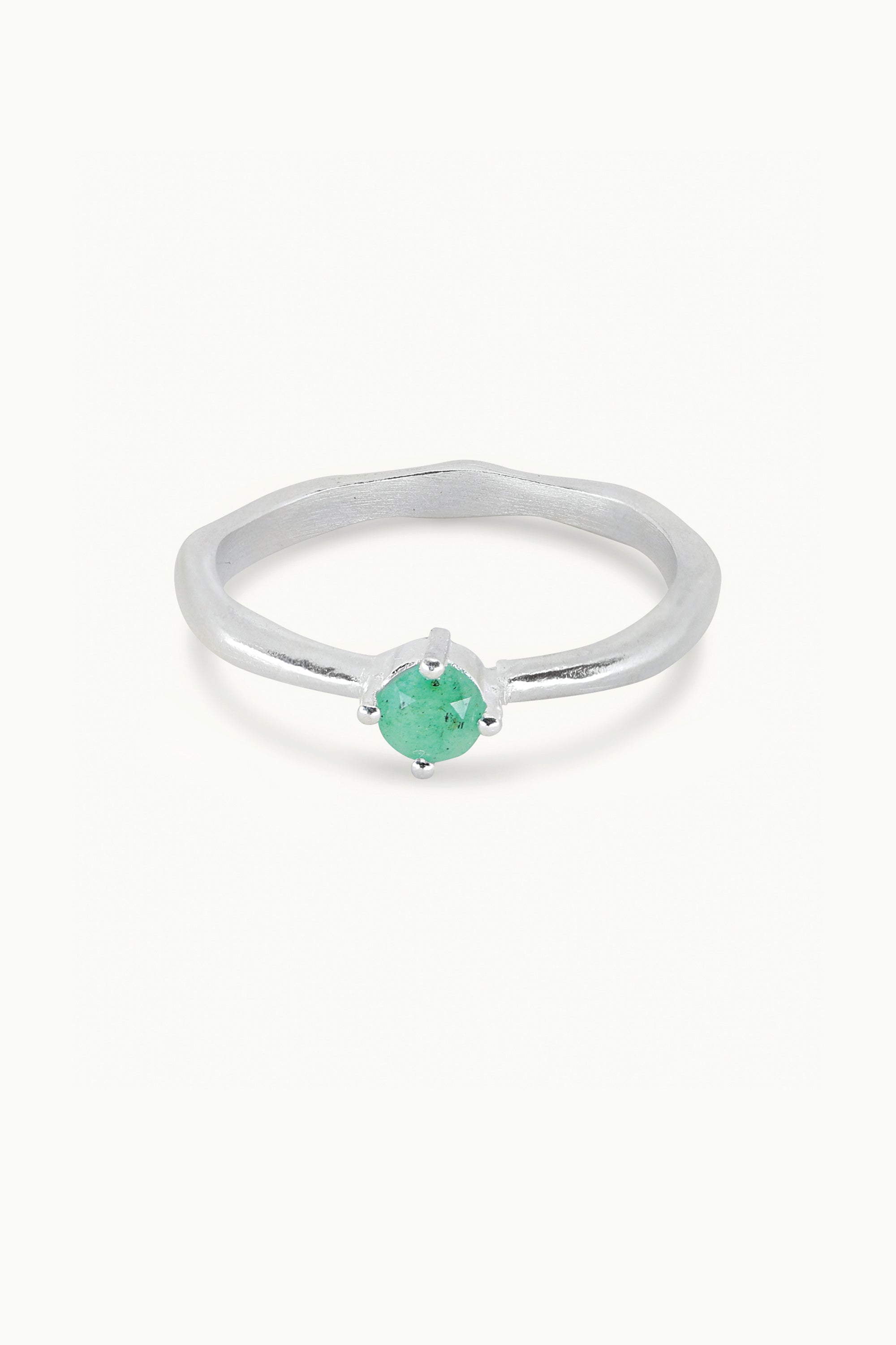 May Emerald Silver Birthstone Ring