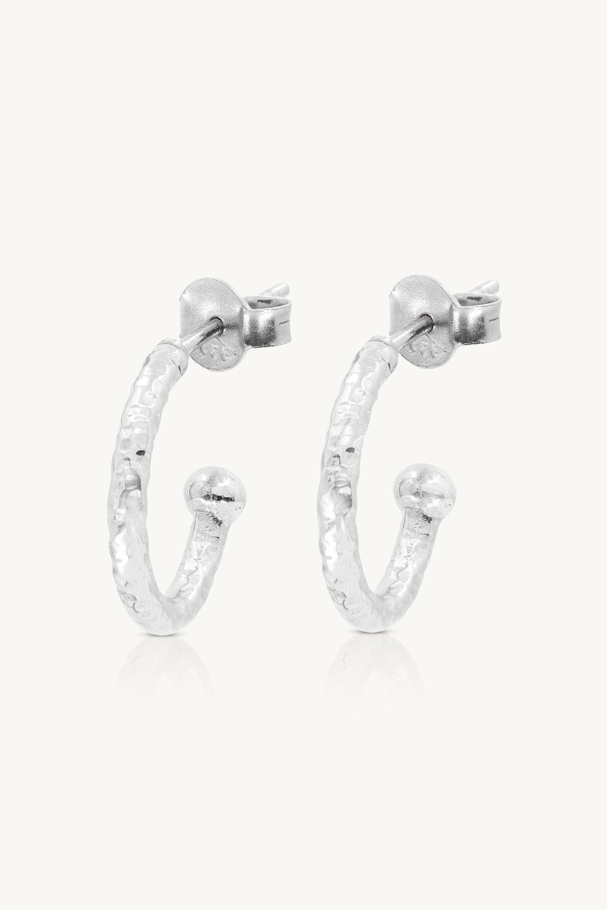 Textured Silver Hoops - Small