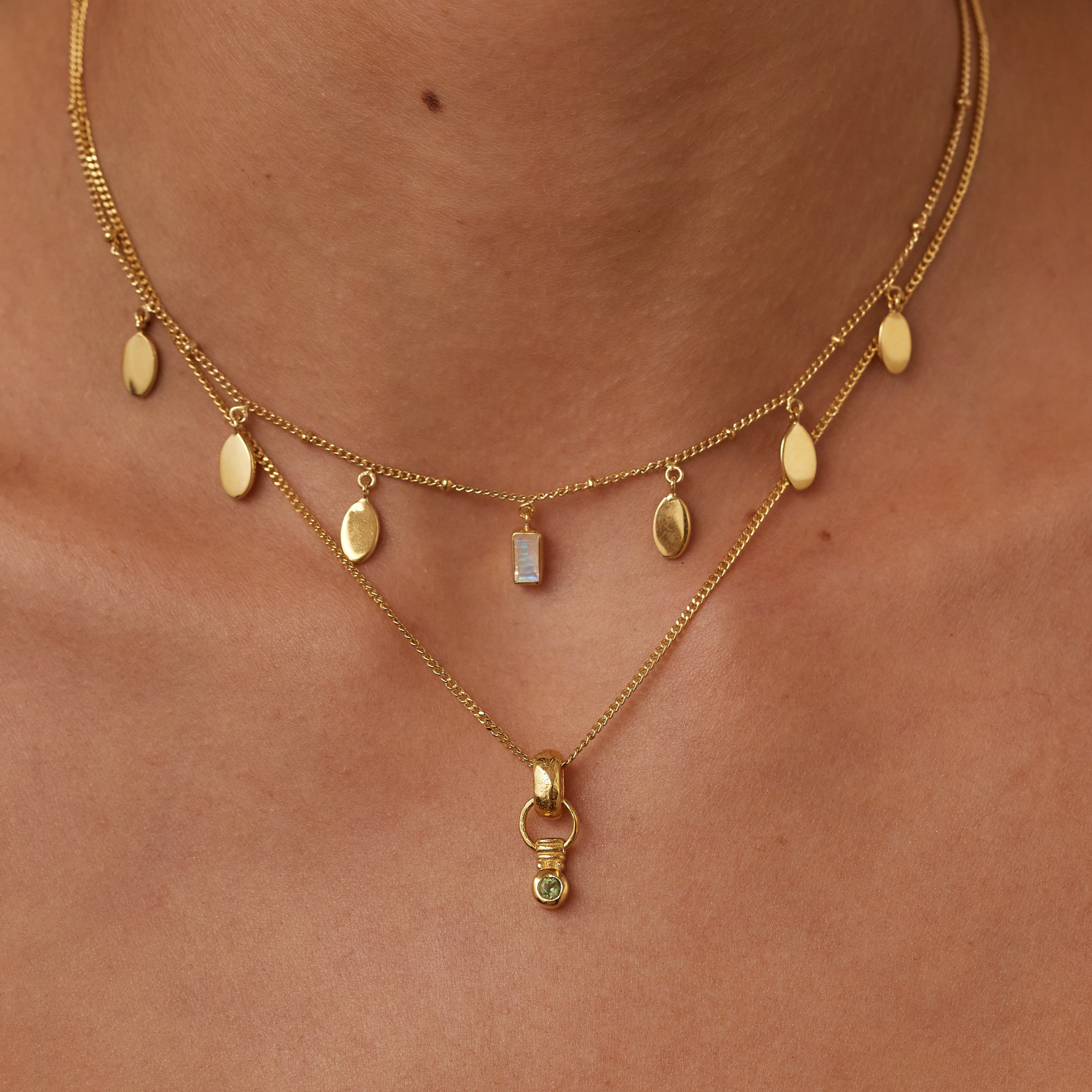 Petal Moonstone Gold Necklace