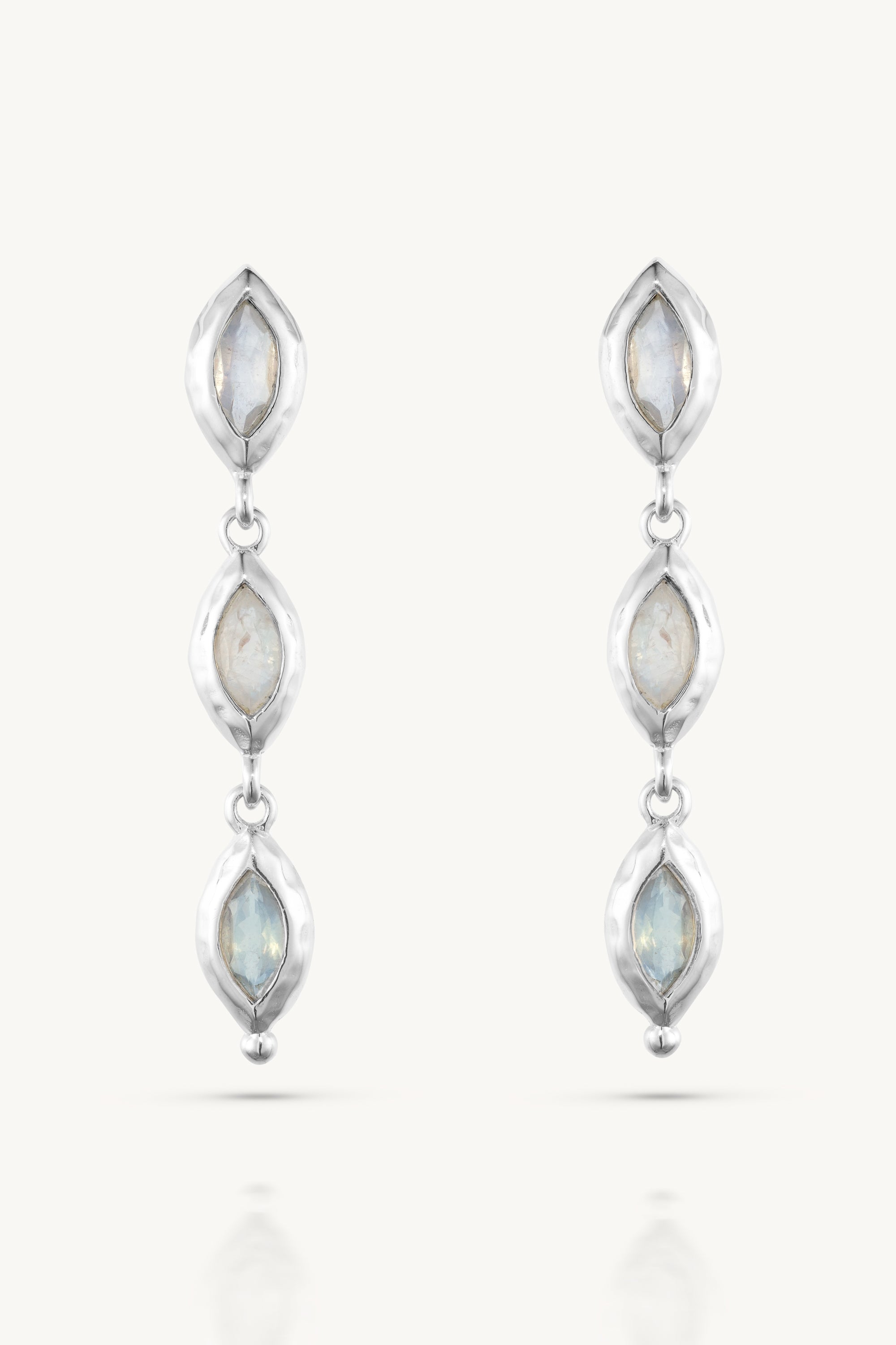 Isabella Marquise Moonstone Silver Earrings