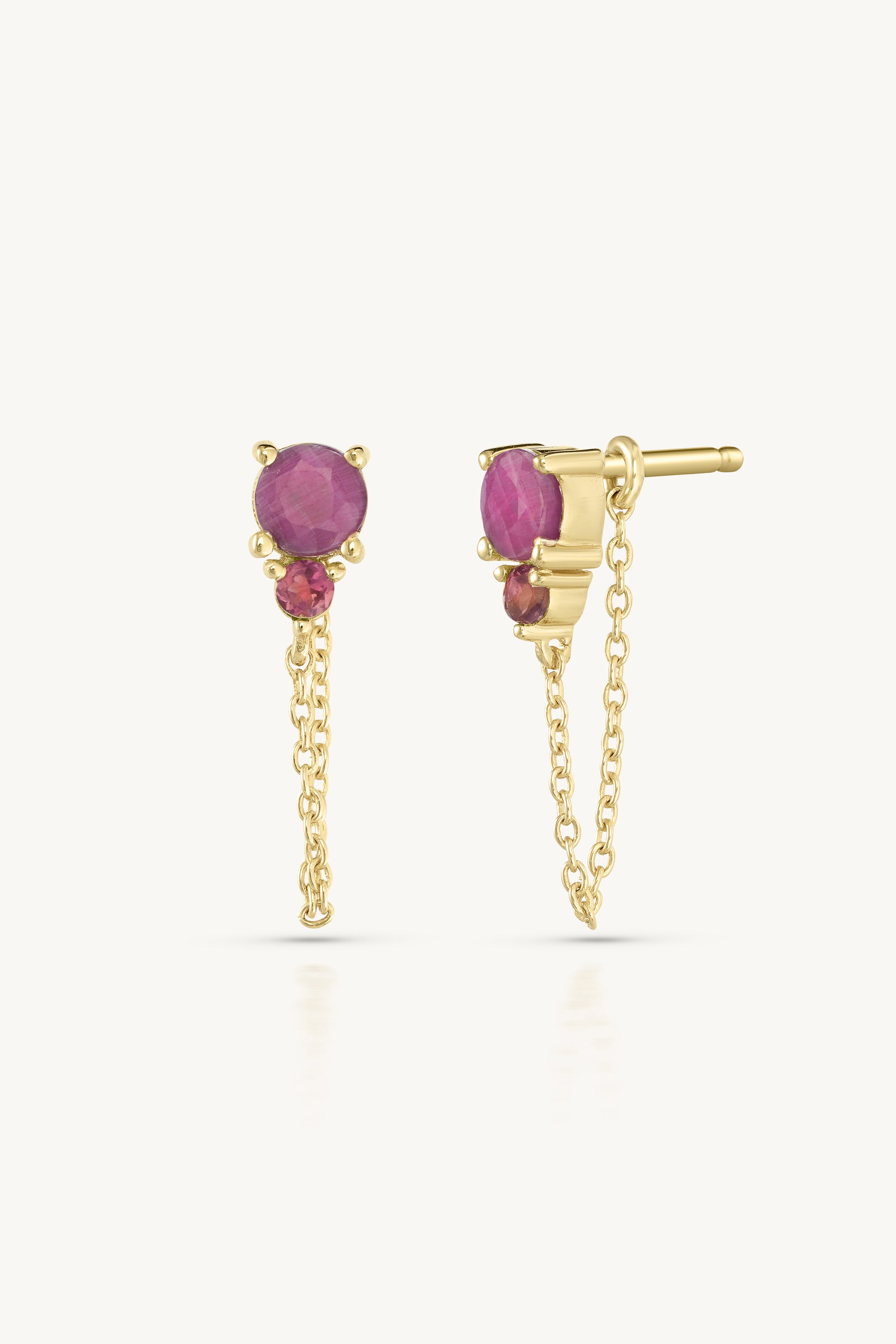 July Ombre Ruby Birthstone Gold Stud