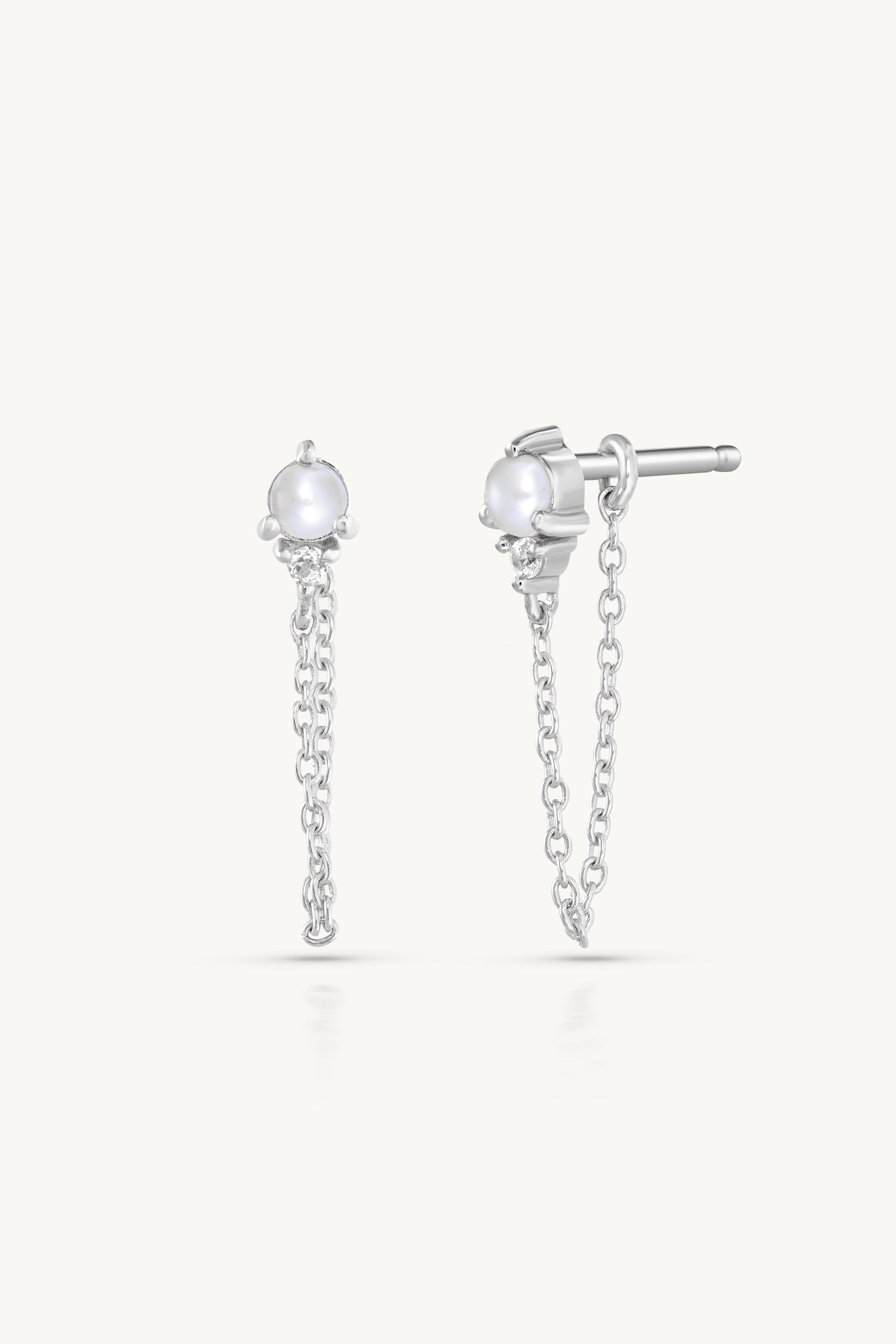 June Pearl Birthstone Silver Stud