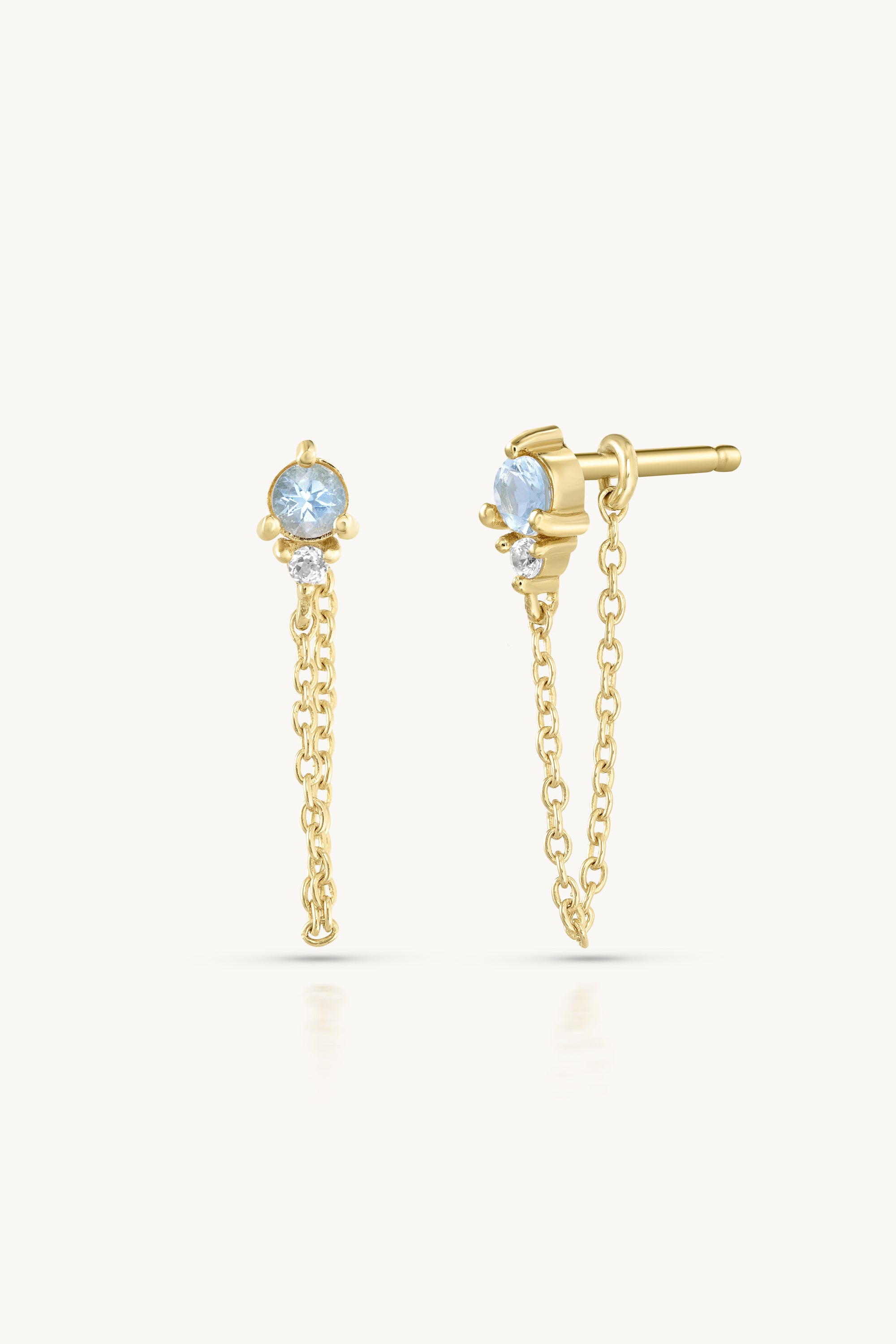 March Aquamarine Birthstone Gold Stud