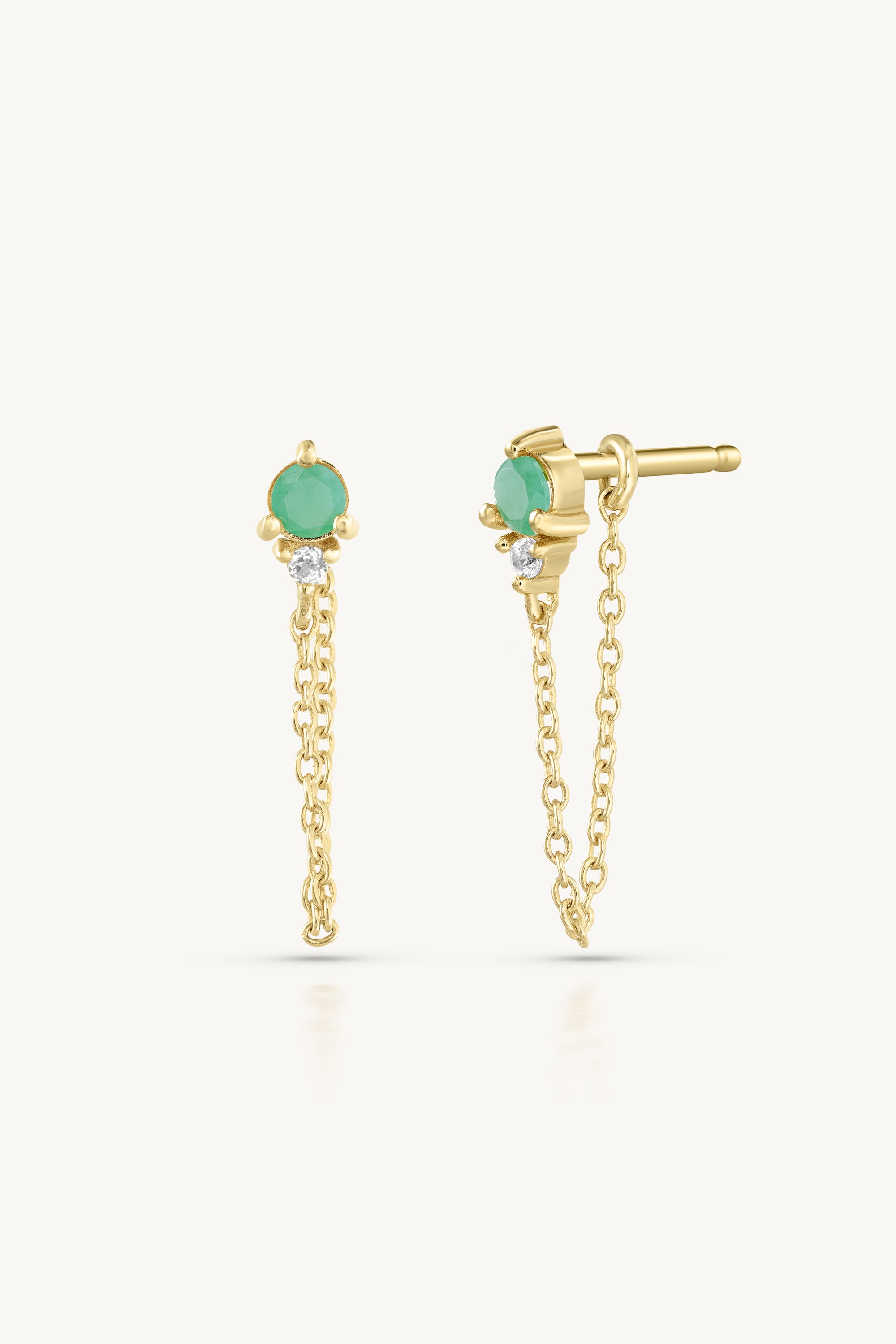 May Emerald Birthstone Gold Stud