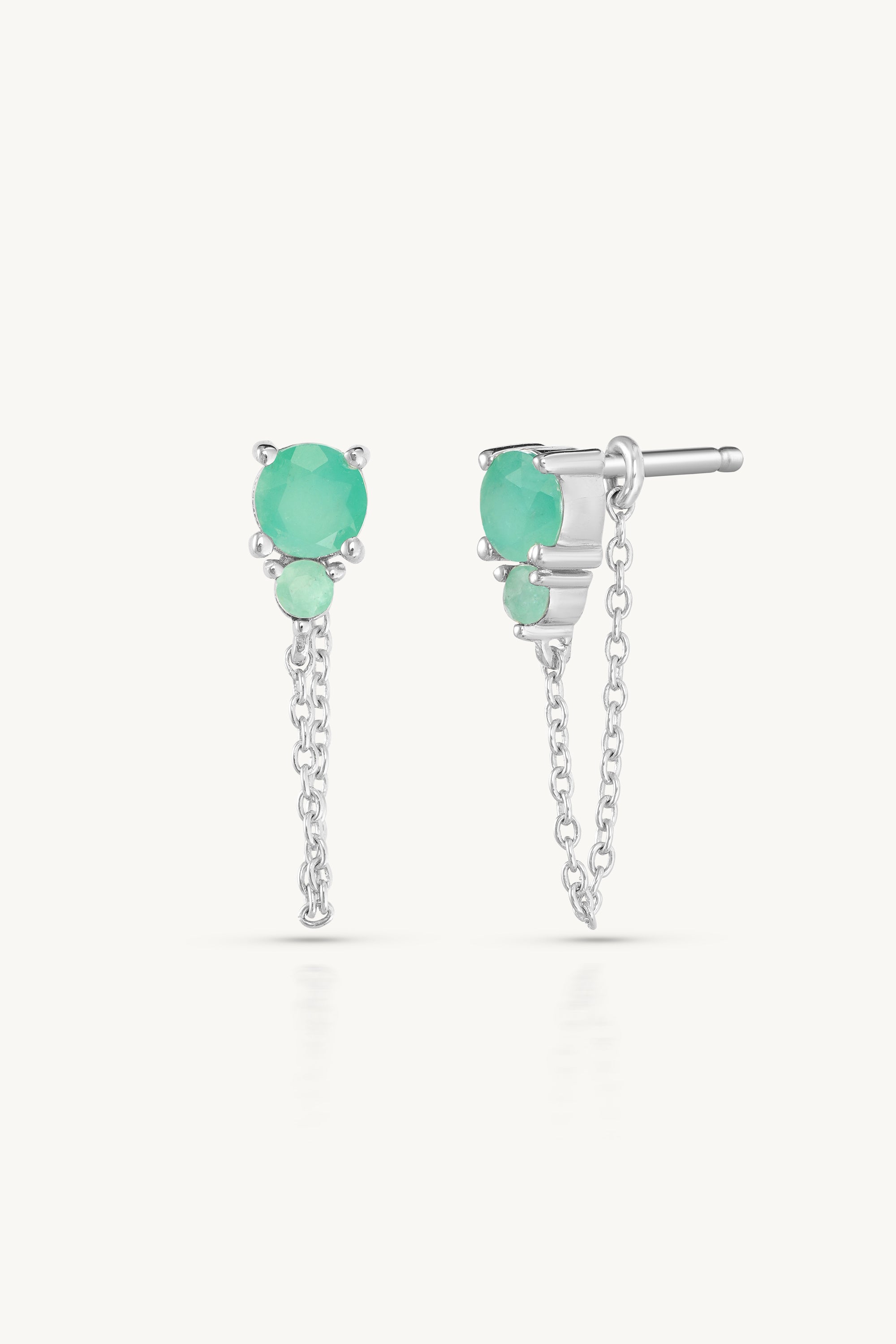 May Ombre Emerald Birthstone Silver Stud