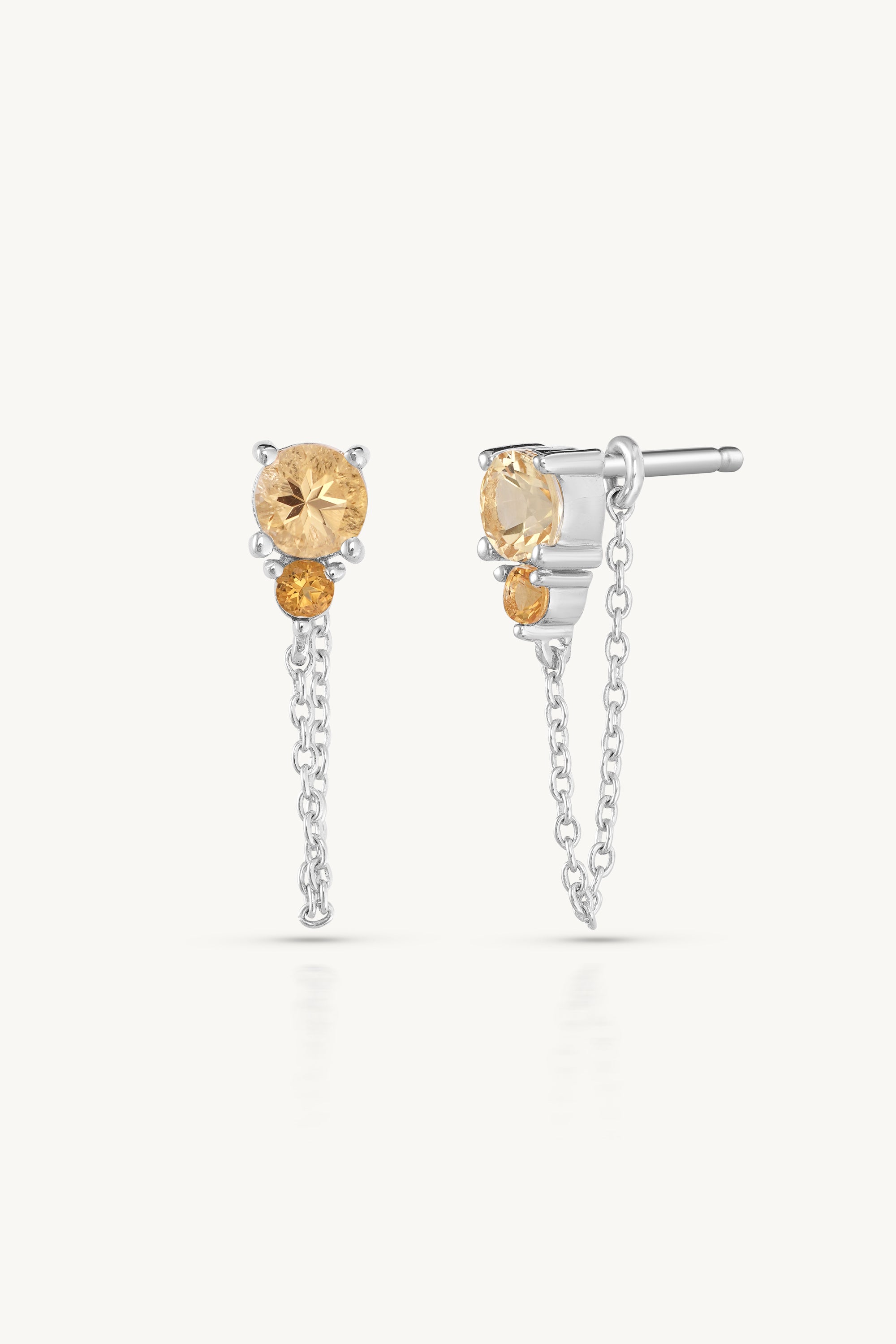 November Ombre Citrine Birthstone Silver Stud