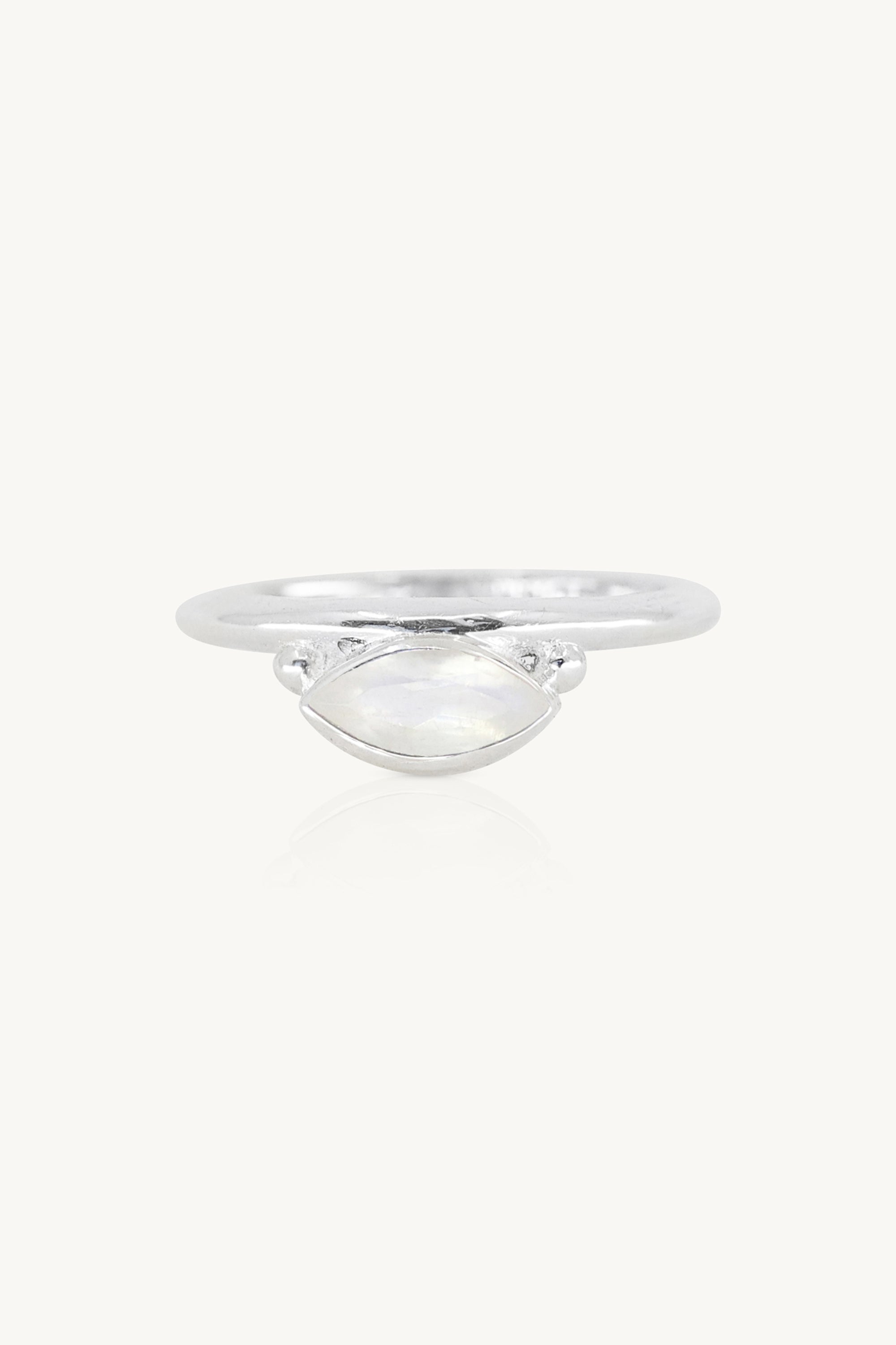 Nyra Marquise Moonstone Silver Stacker