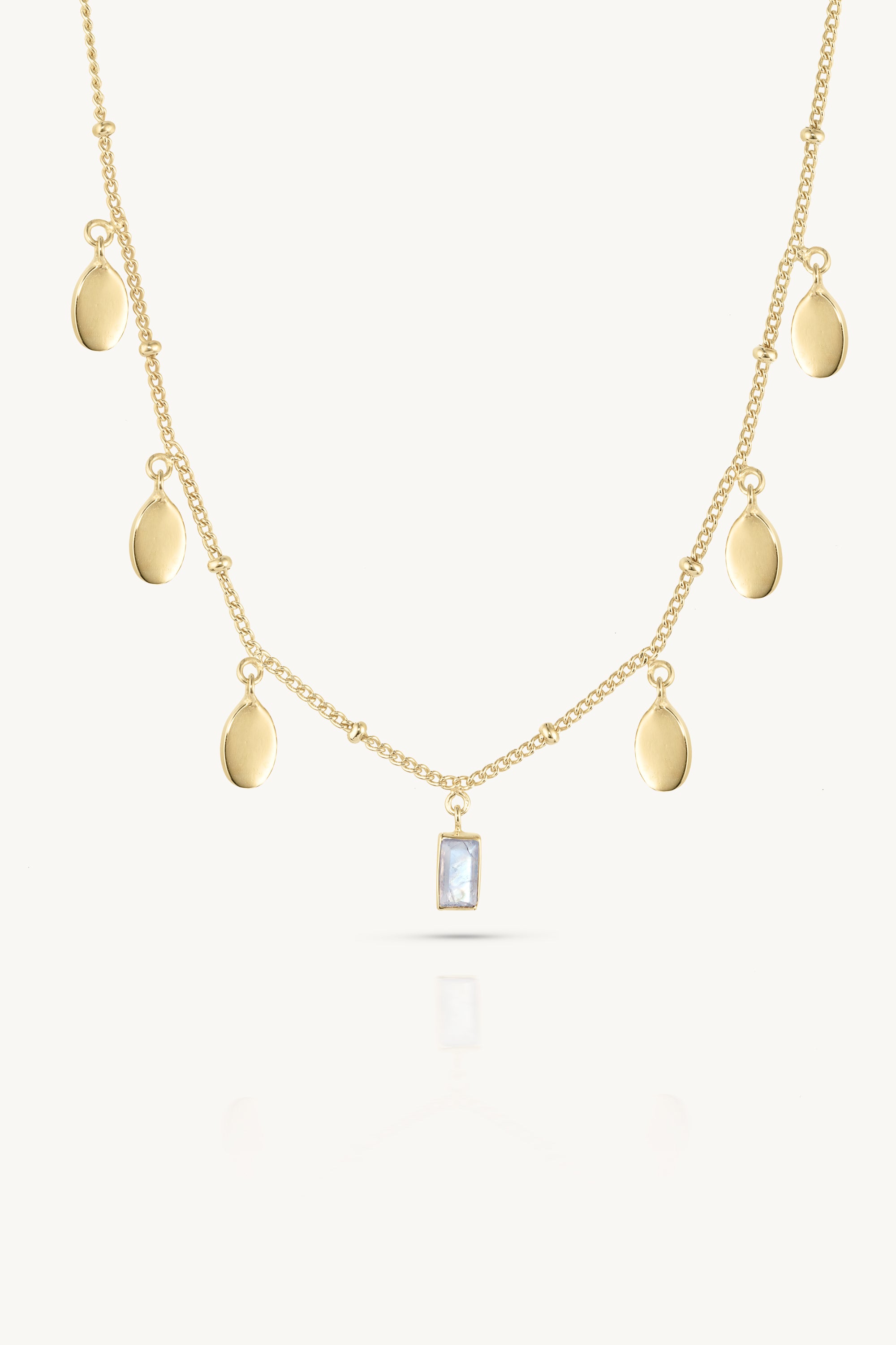 Petal Moonstone Gold Necklace