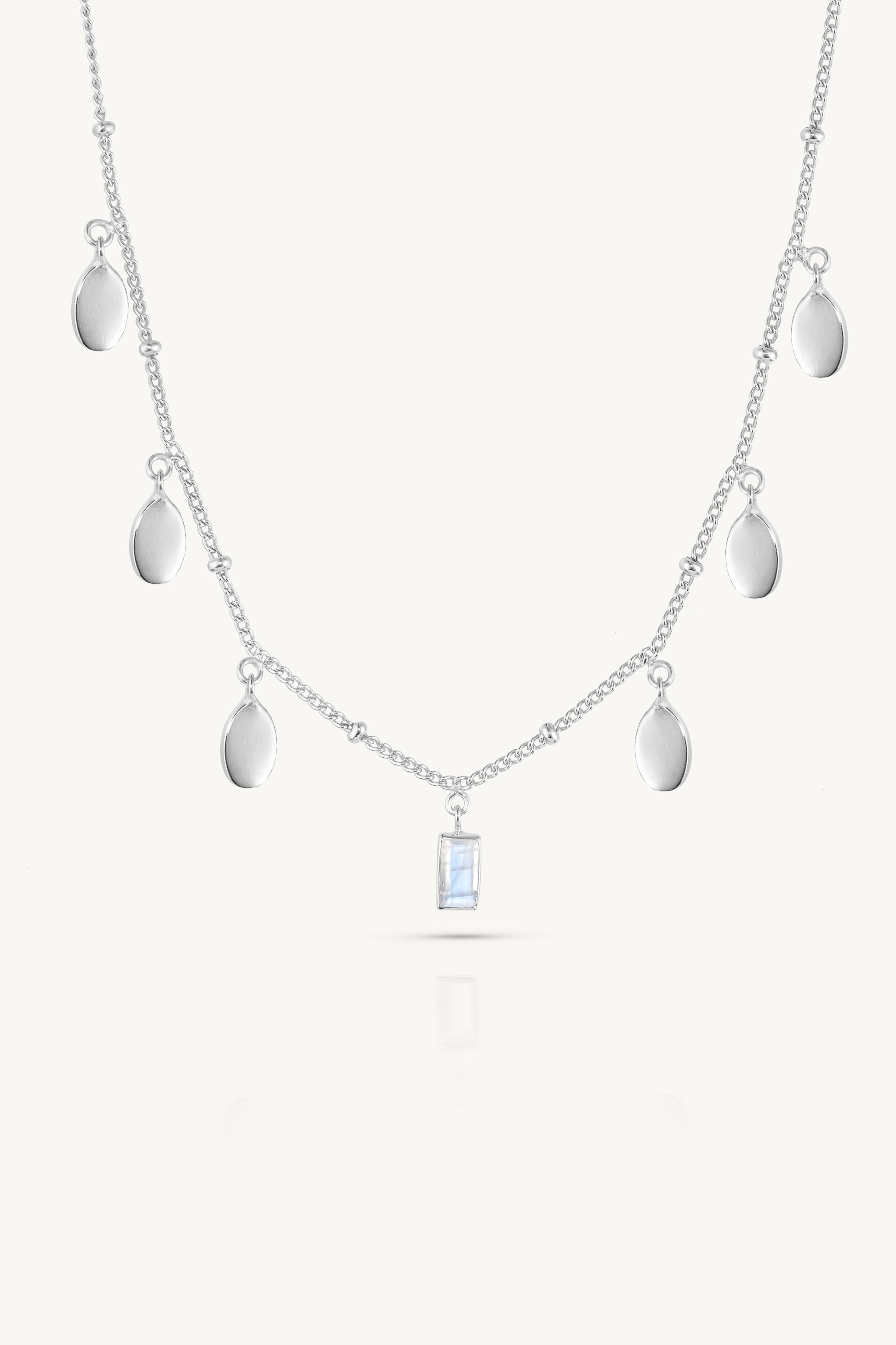 Petal Moonstone Silver Necklace