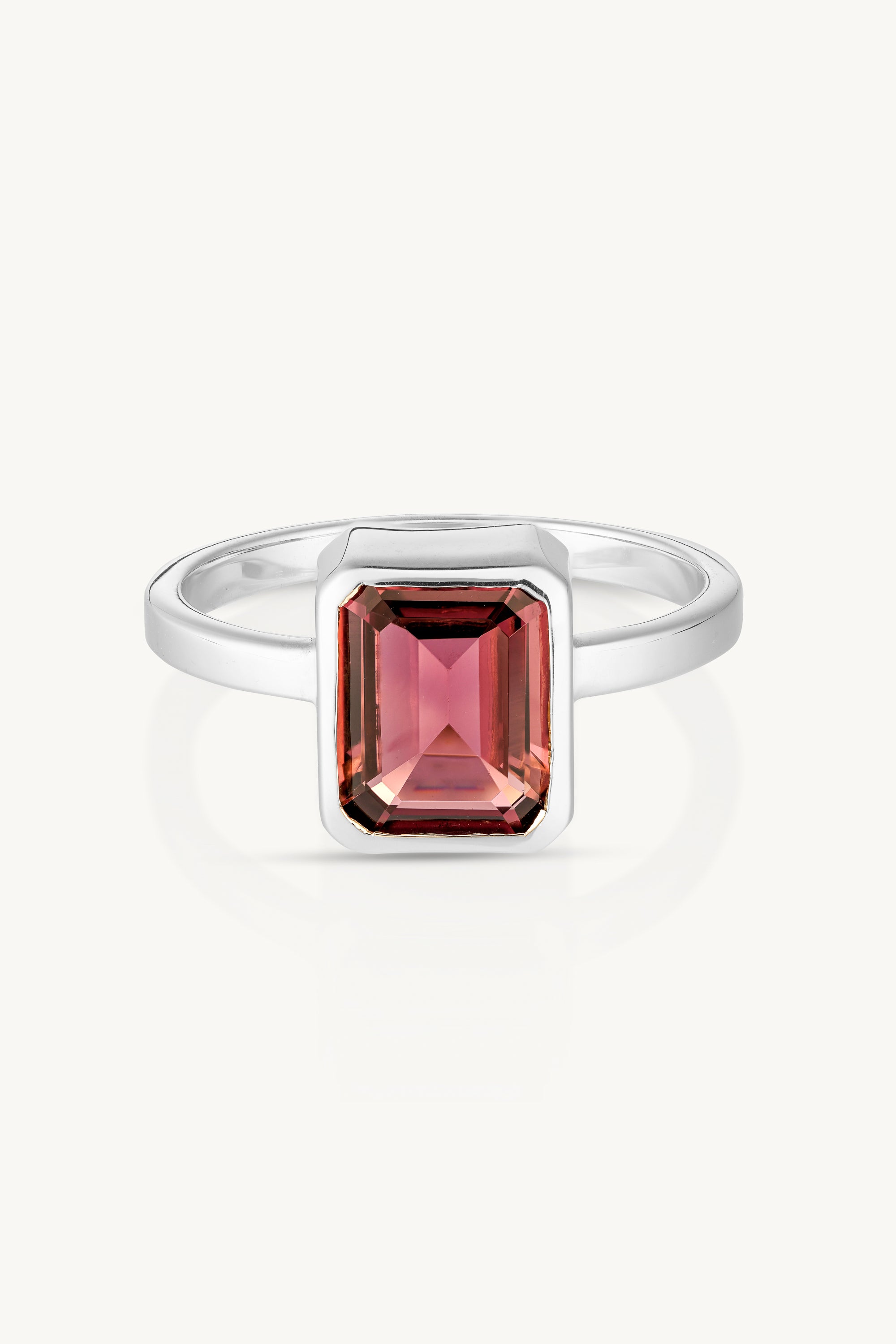 Pink Tourmaline Baguette 9K White Gold