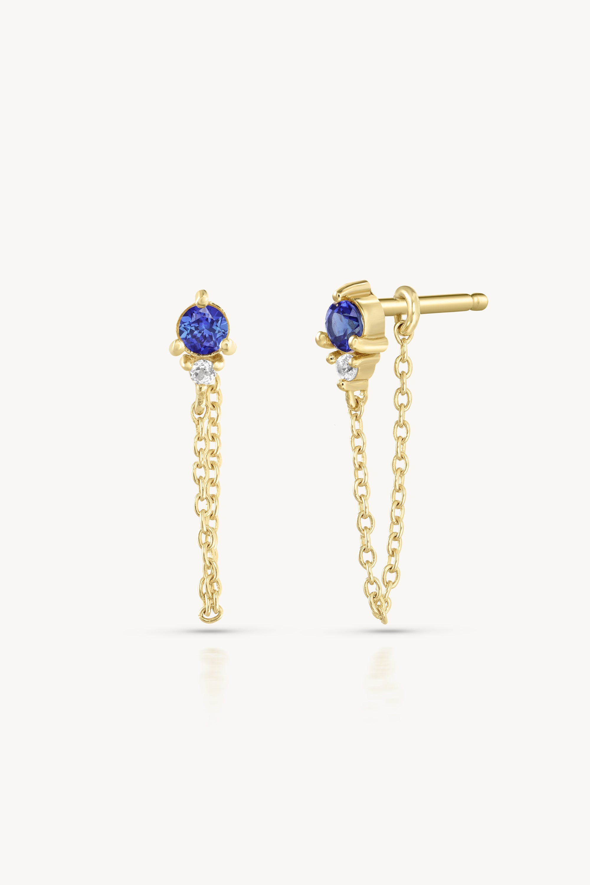 September Sapphire Birthstone Gold Stud