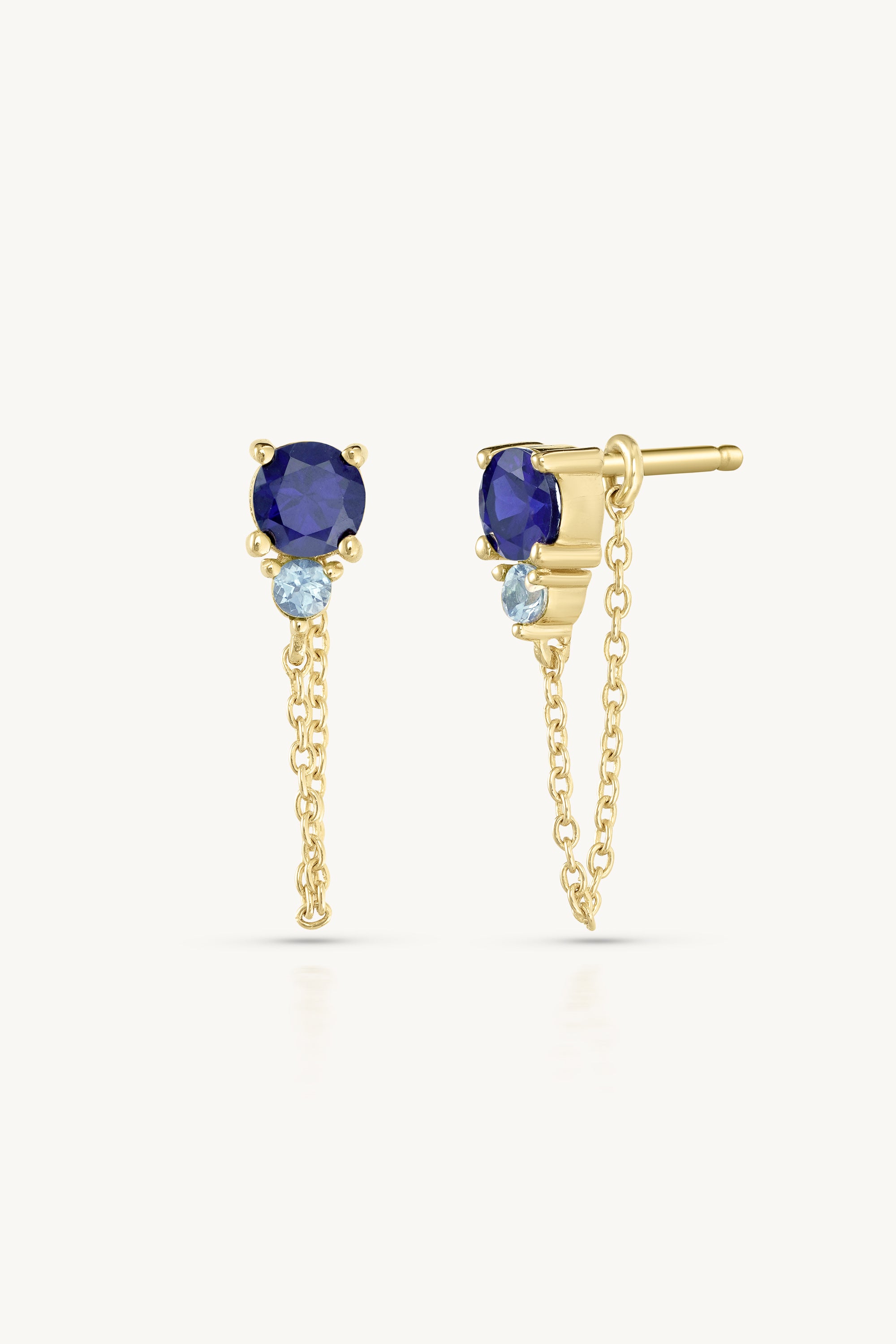 September Ombre Sapphire Birthstone Gold Stud