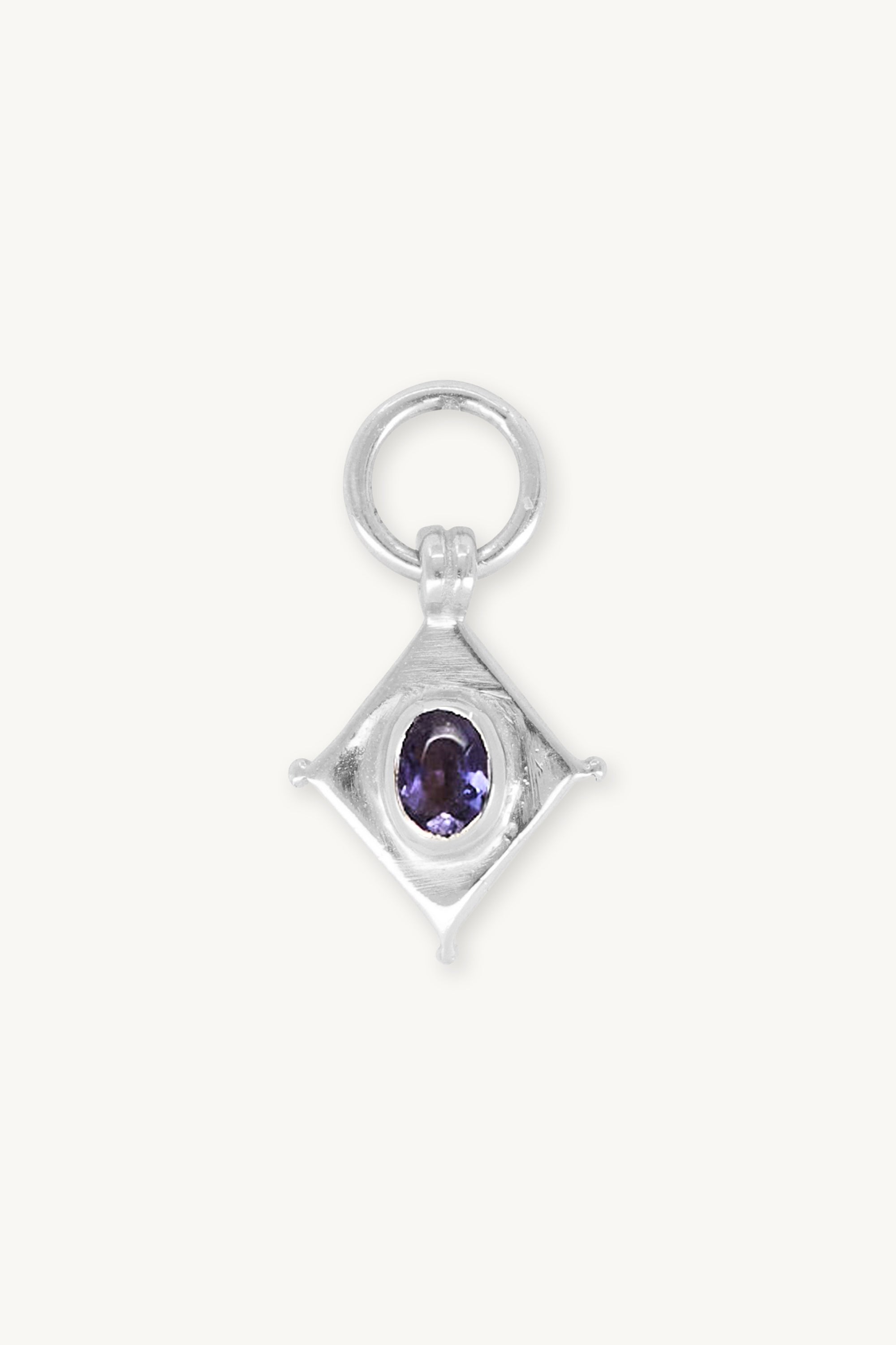 Shield Silver Iolite Charm