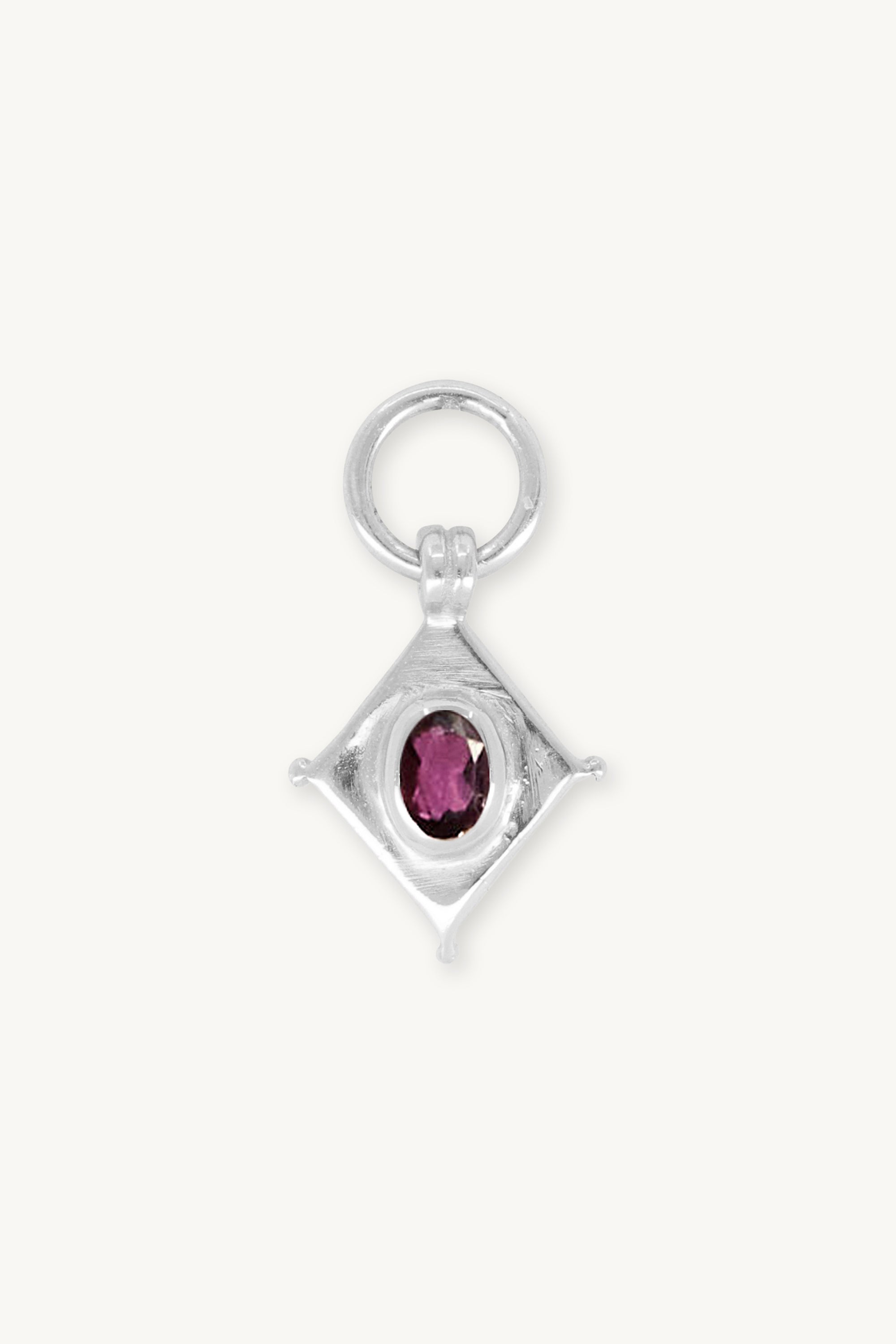 Shield Silver Rhodolite Charm