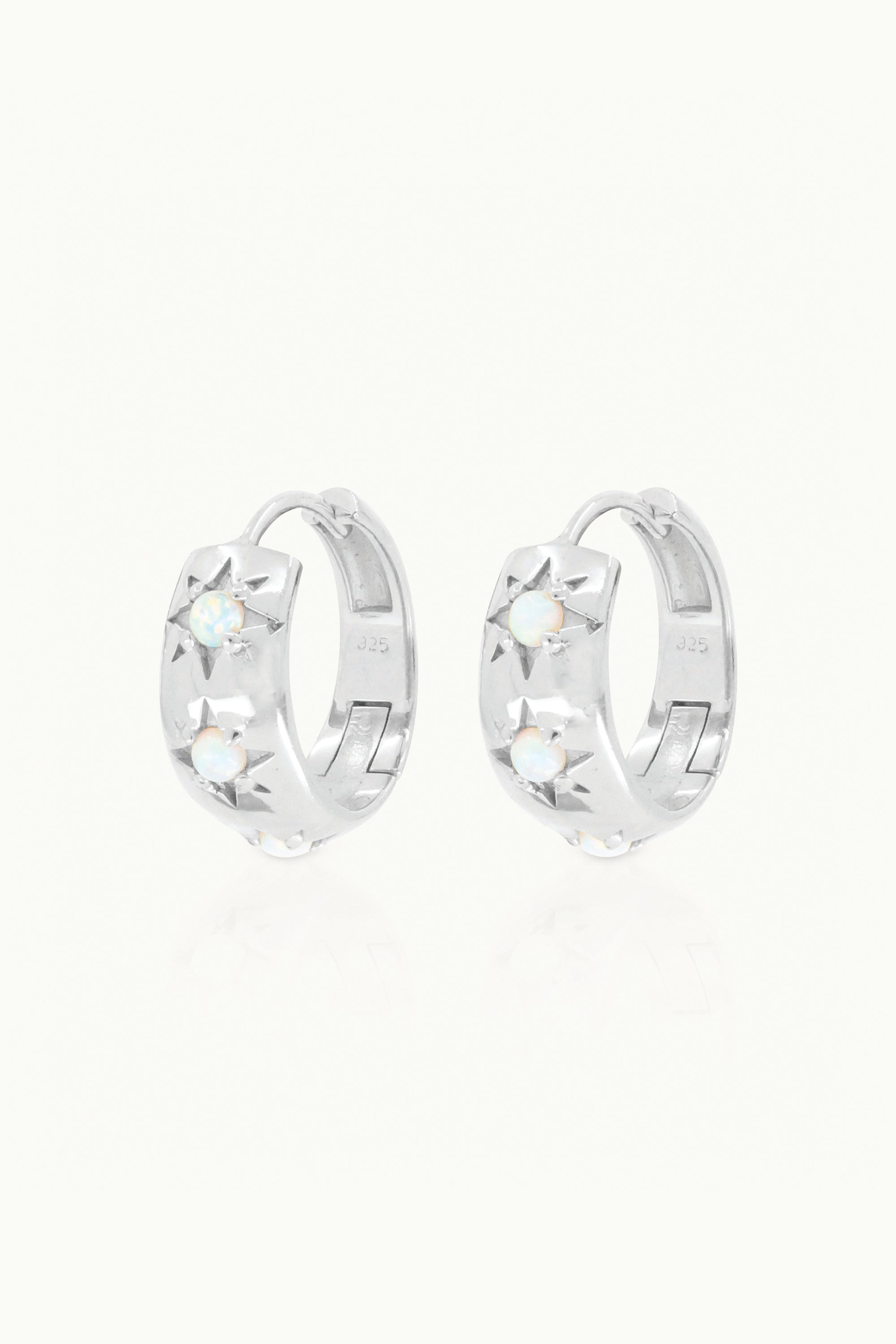 Alina Opal Silver Hoops