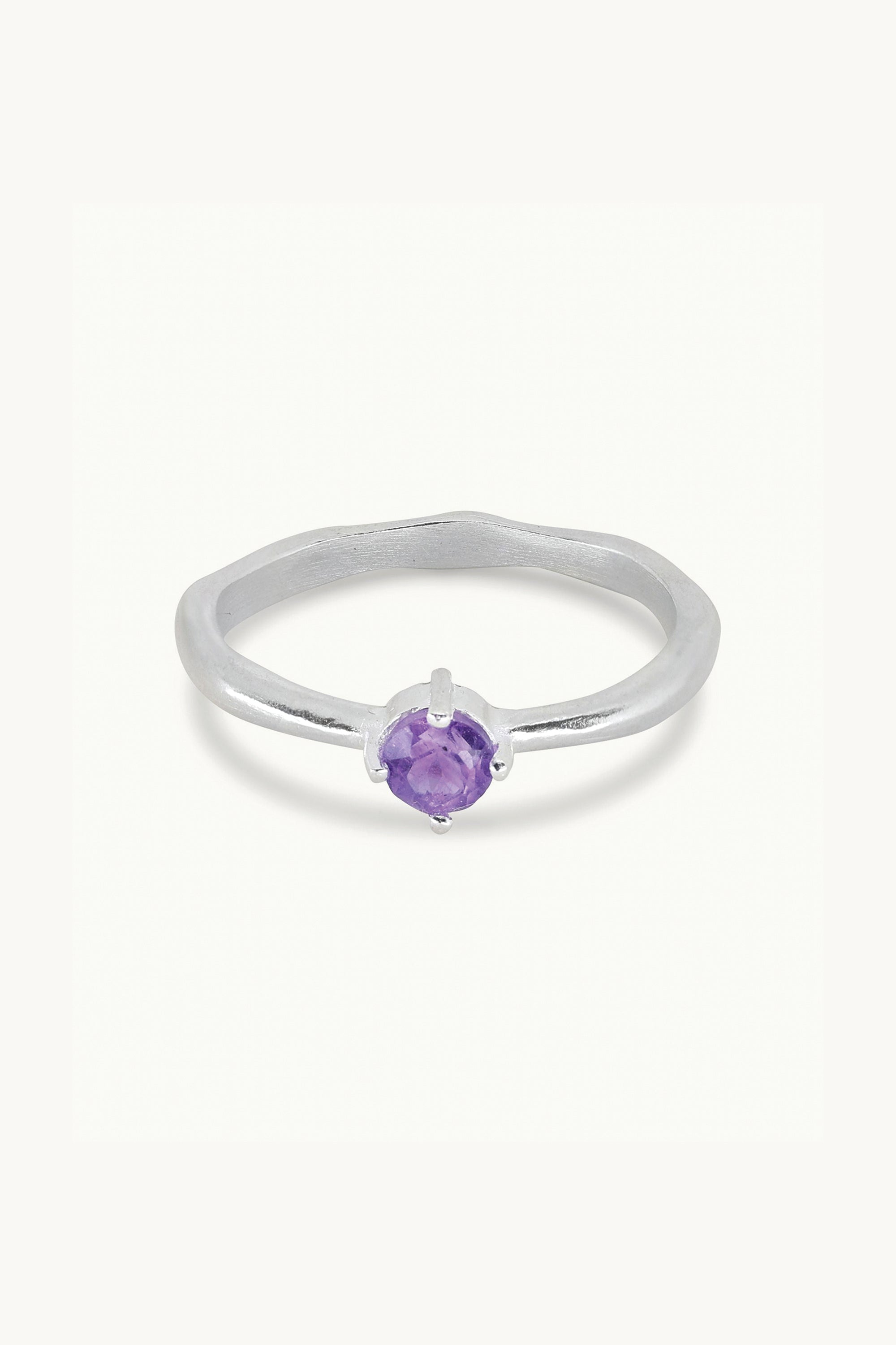 February Amethyst Silver Birthstone Ring