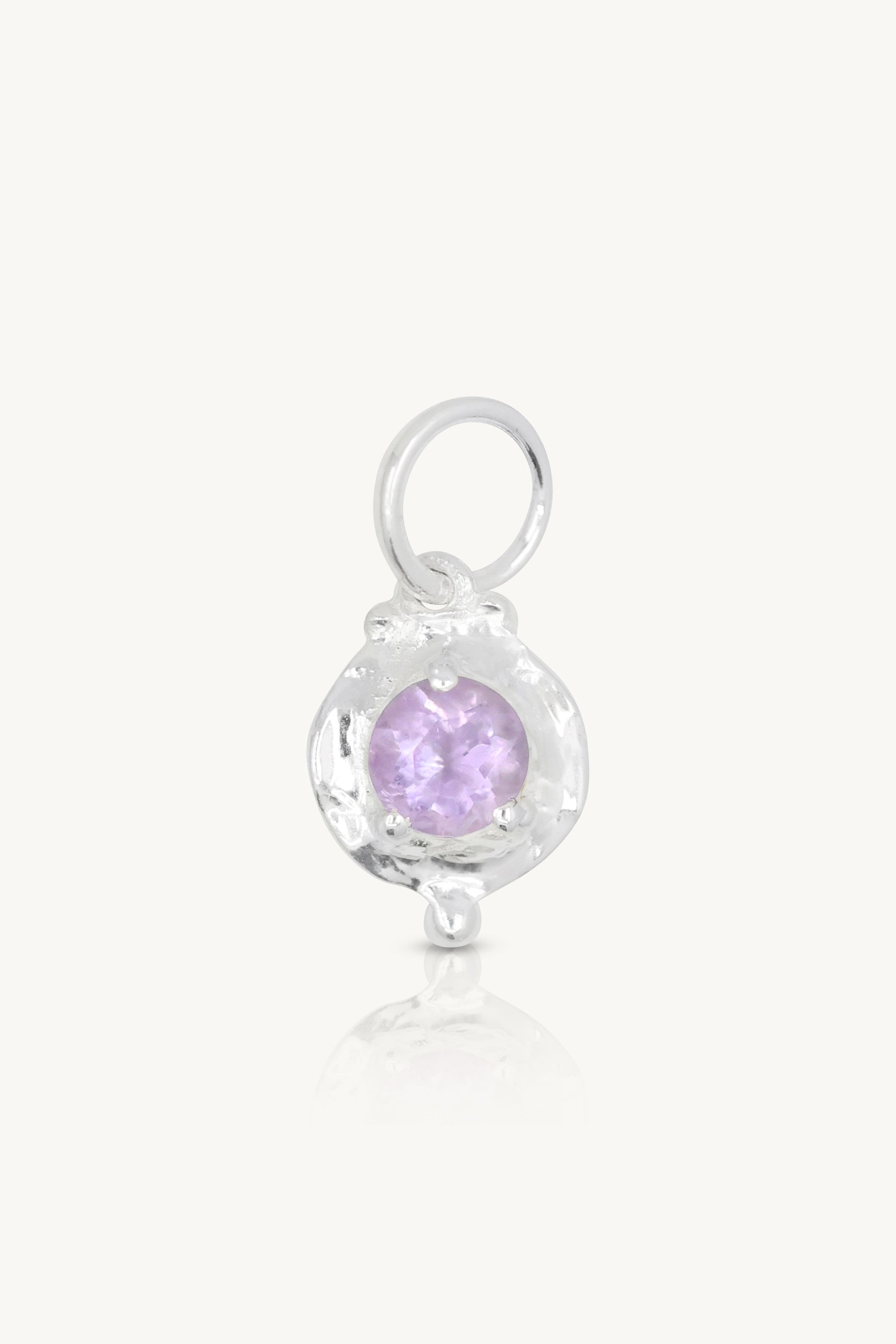 February Amethyst Silver Birthstone Necklace Charm