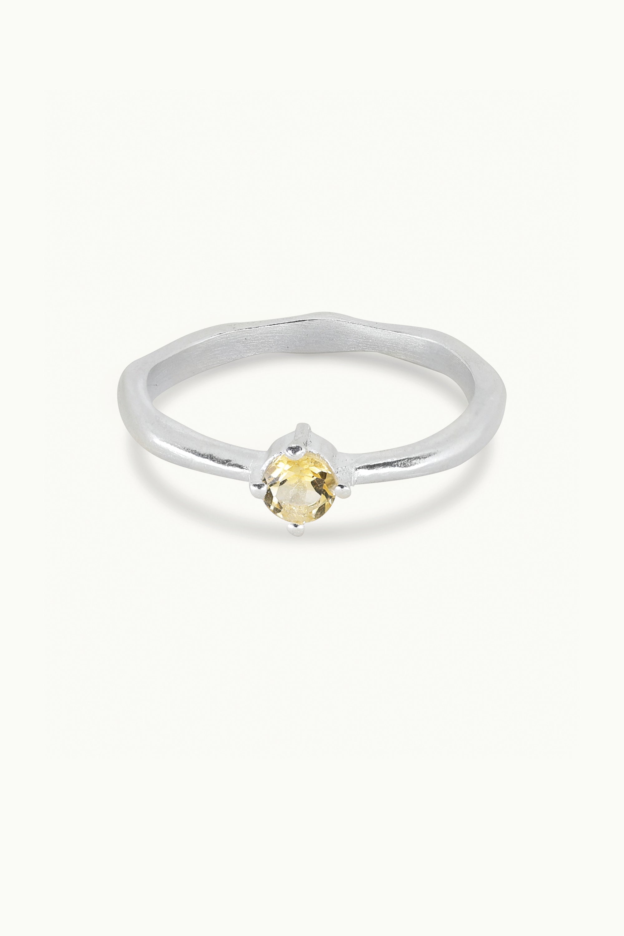 November Citrine Silver Birthstone Ring