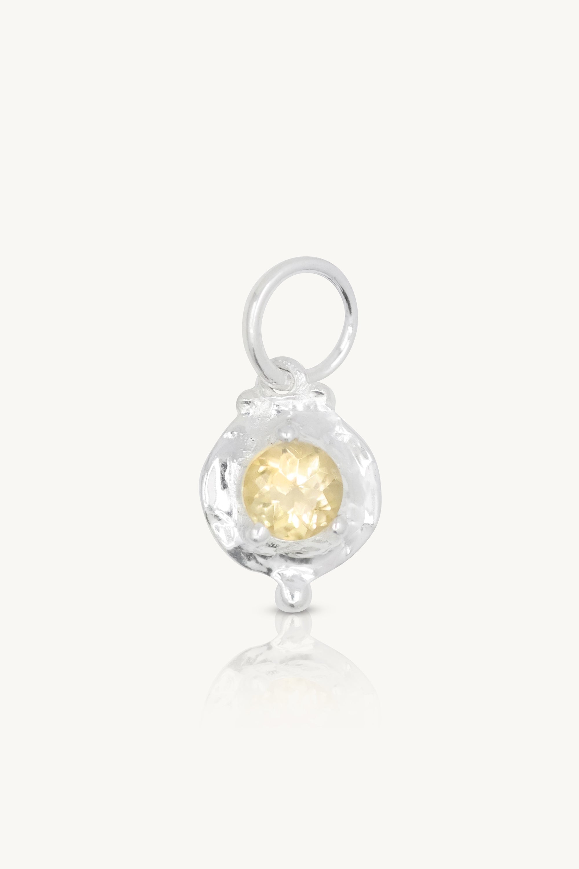 November Citrine Silver Birthstone Necklace Charm