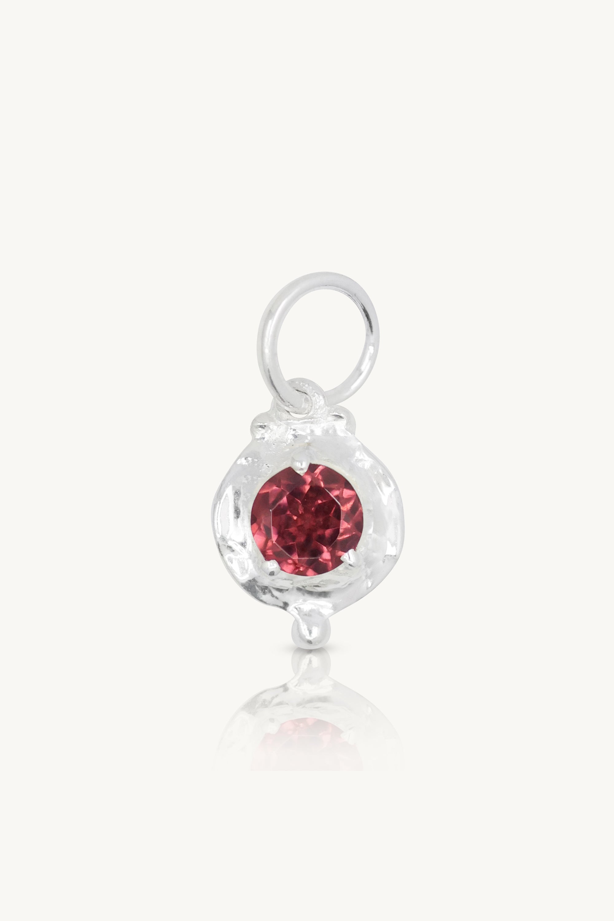 January Garnet Silver Birthstone Necklace Charm