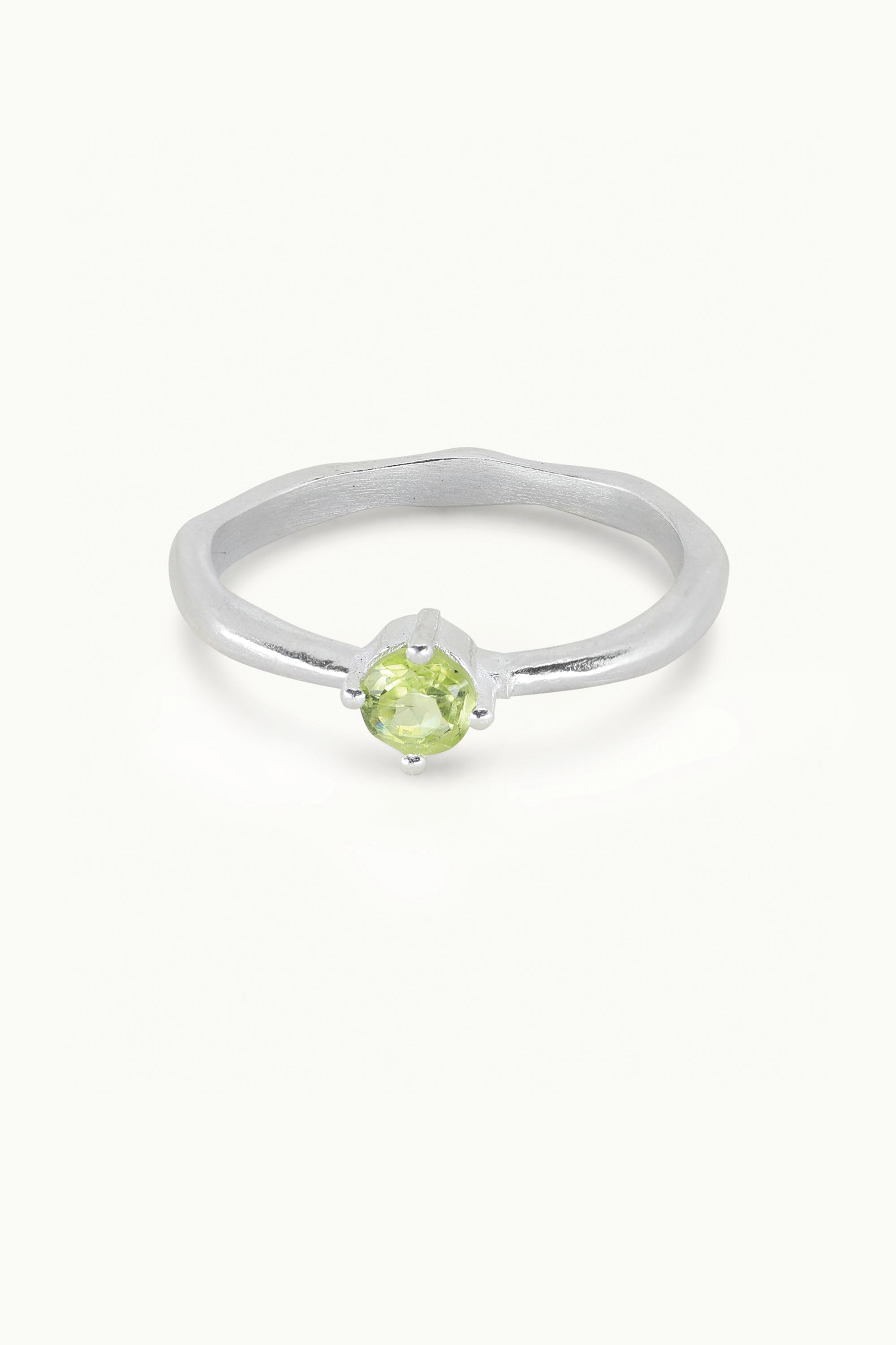 August Peridot Silver Birthstone Ring