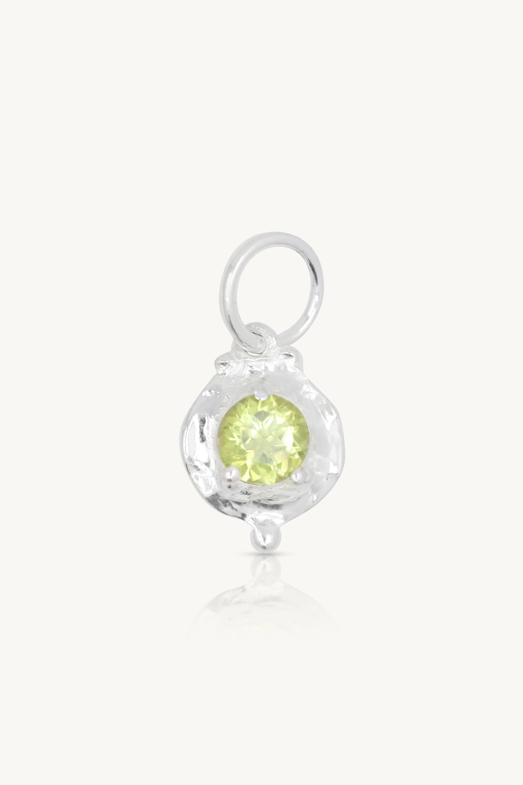 August Peridot Silver Birthstone Necklace Charm