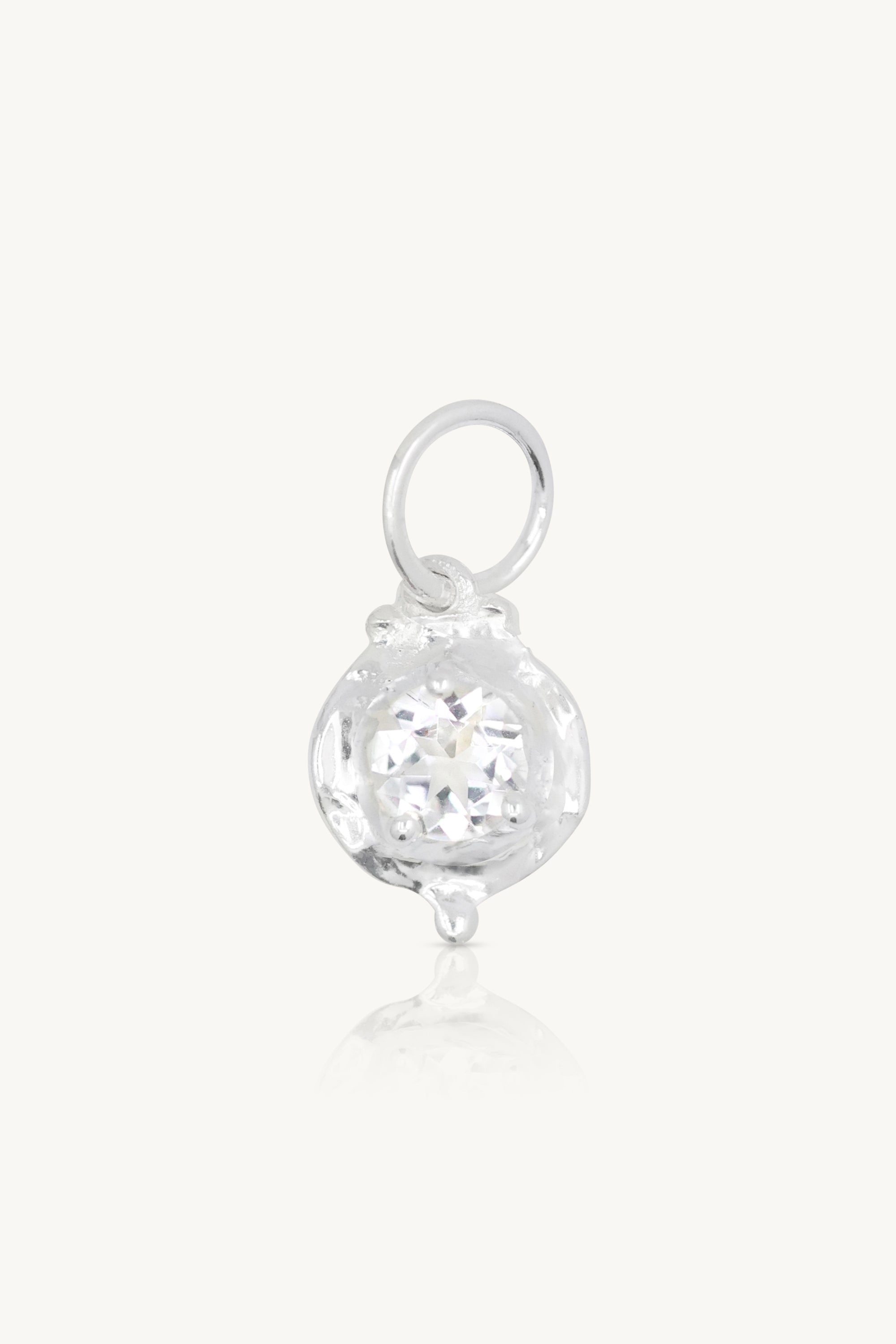 April Topaz Silver Birthstone Necklace Charm