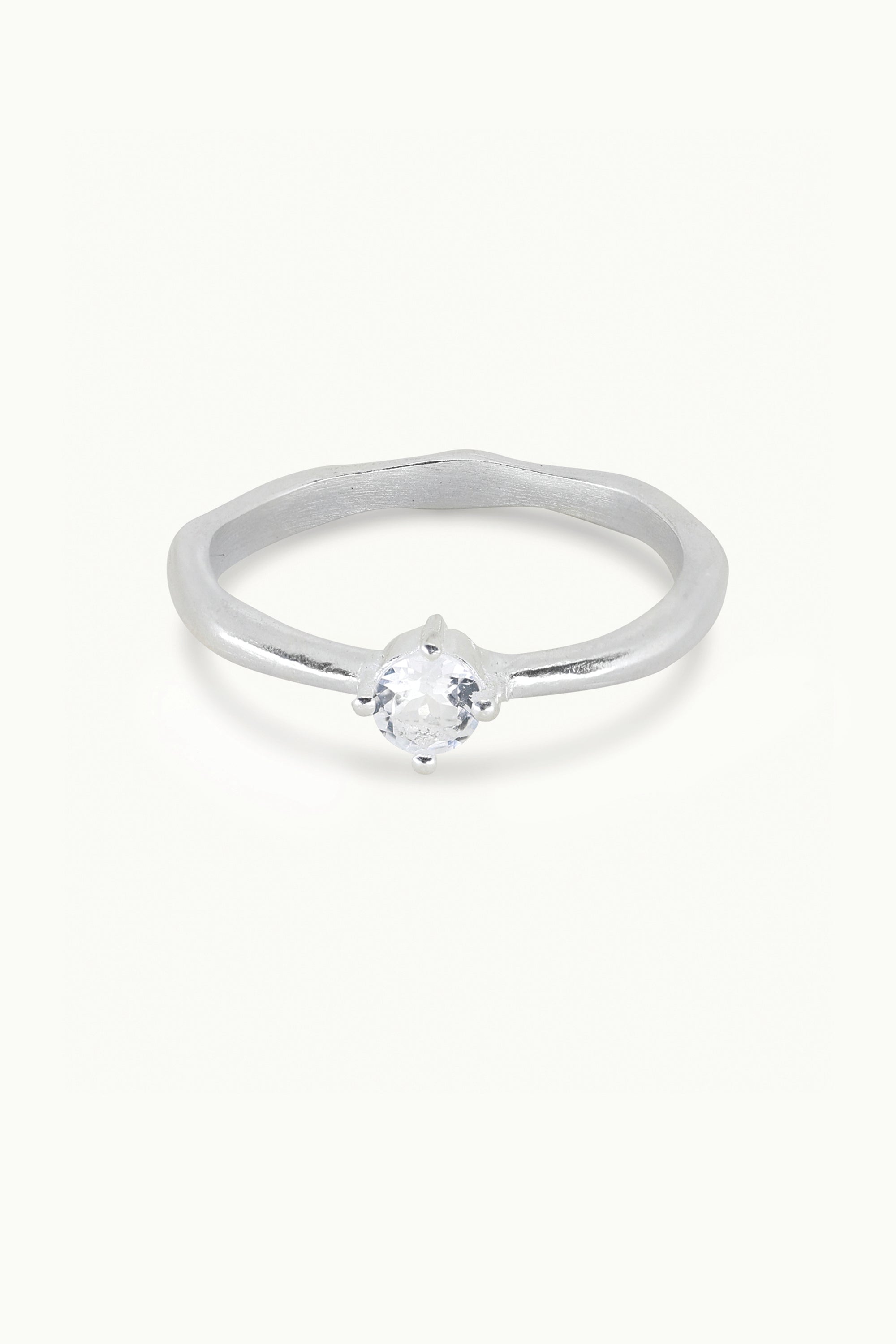 April Topaz Silver Birthstone Ring