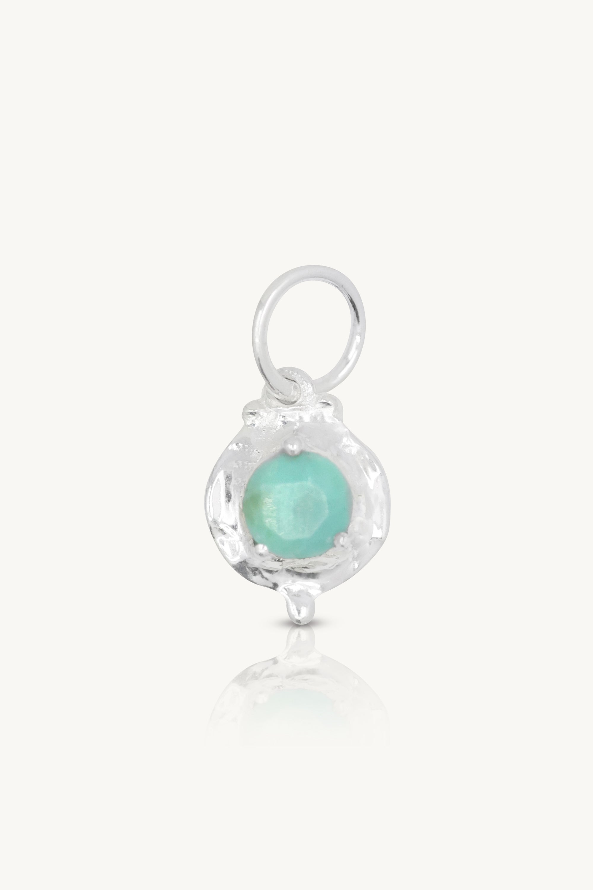 December Turquoise Silver Birthstone Necklace Charm